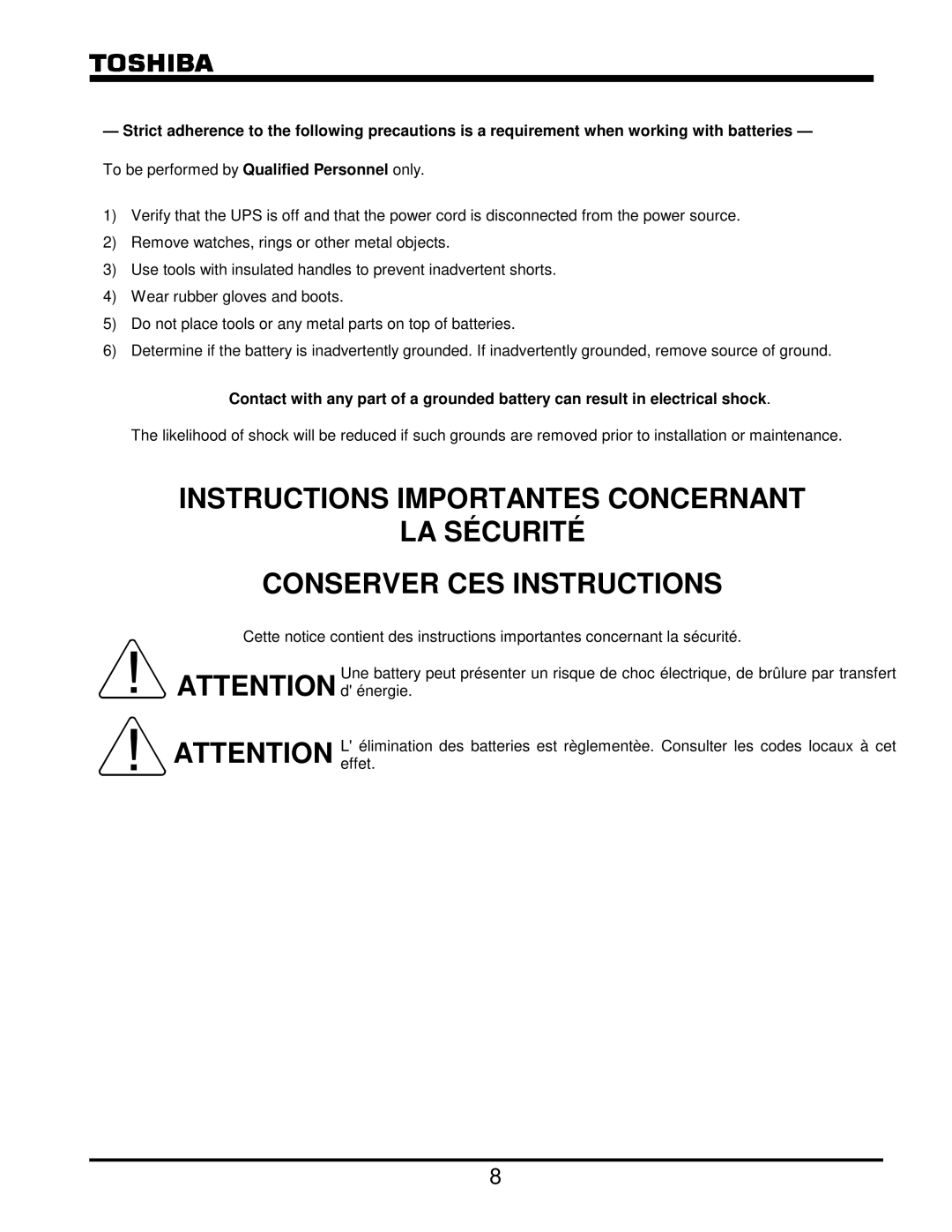 Toshiba G8000 Series operation manual 