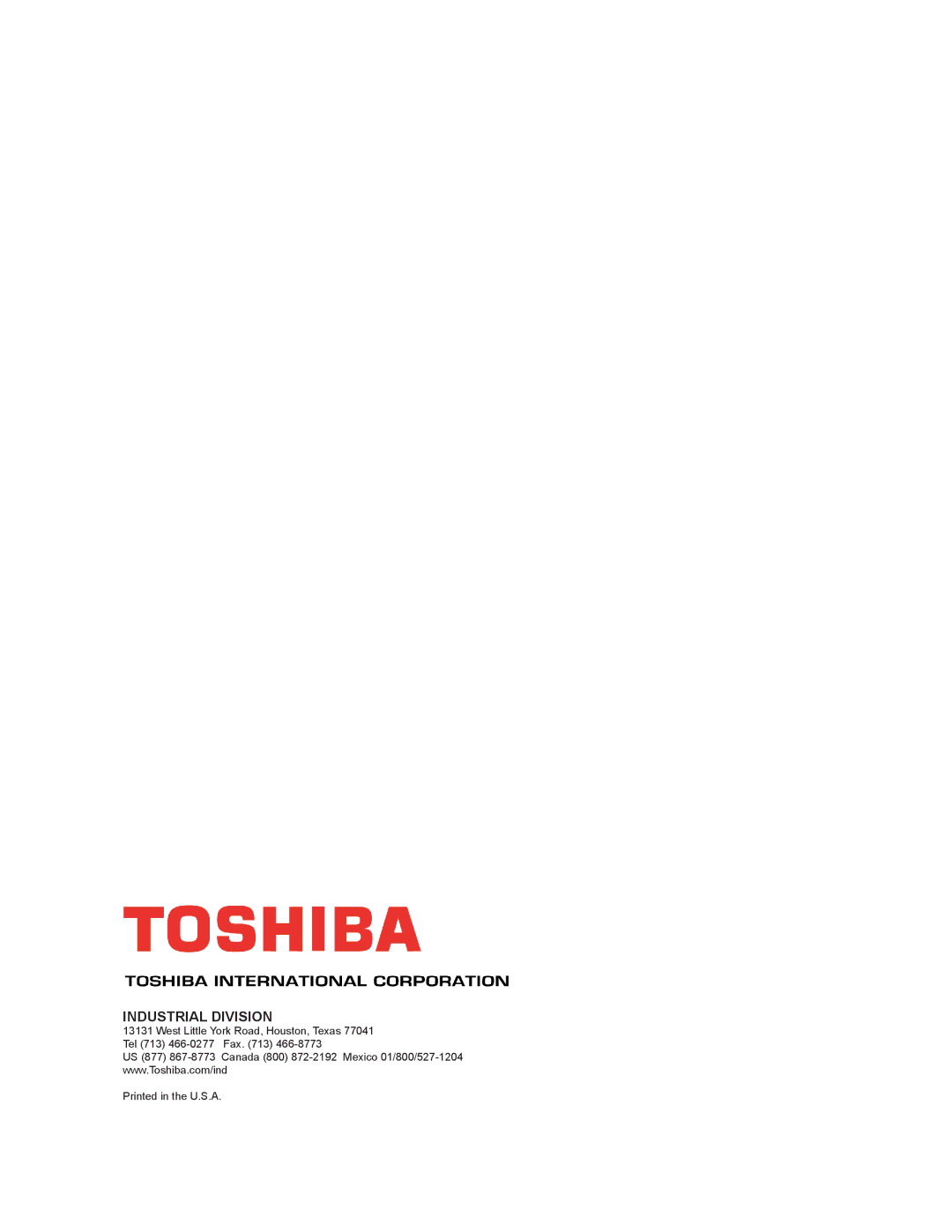 Toshiba G8000 operation manual Industrial Division 