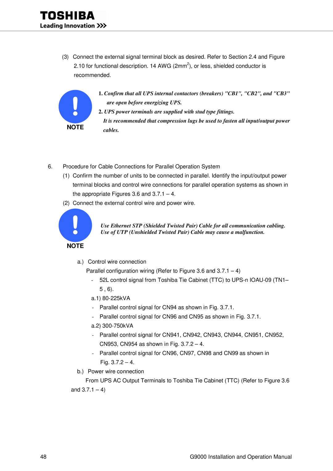 Toshiba G9000 operation manual 