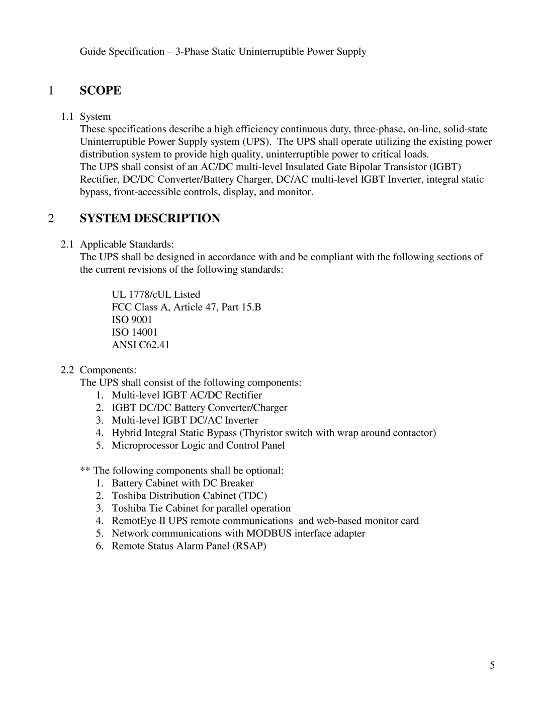 Toshiba G9000 manual Scope, System Description 