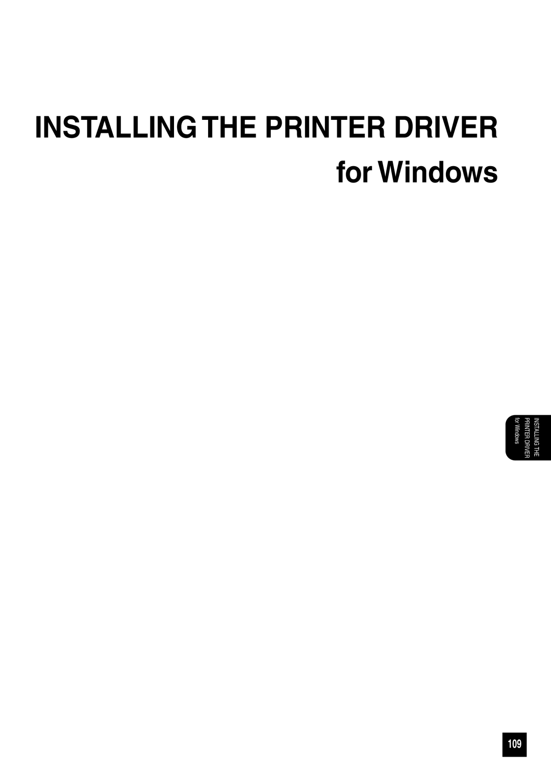 Toshiba GA-1031 manual Installing the Printer Driver, 109 