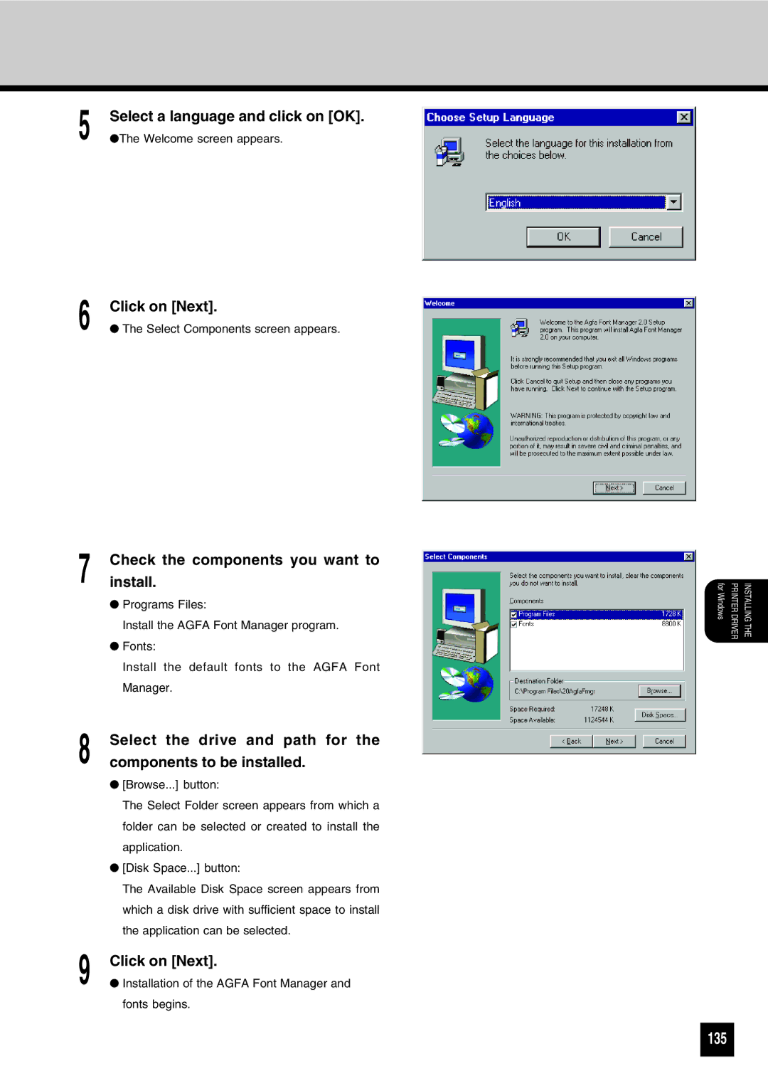 Toshiba GA-1031 manual 135, Checkinstall. the components you want to 