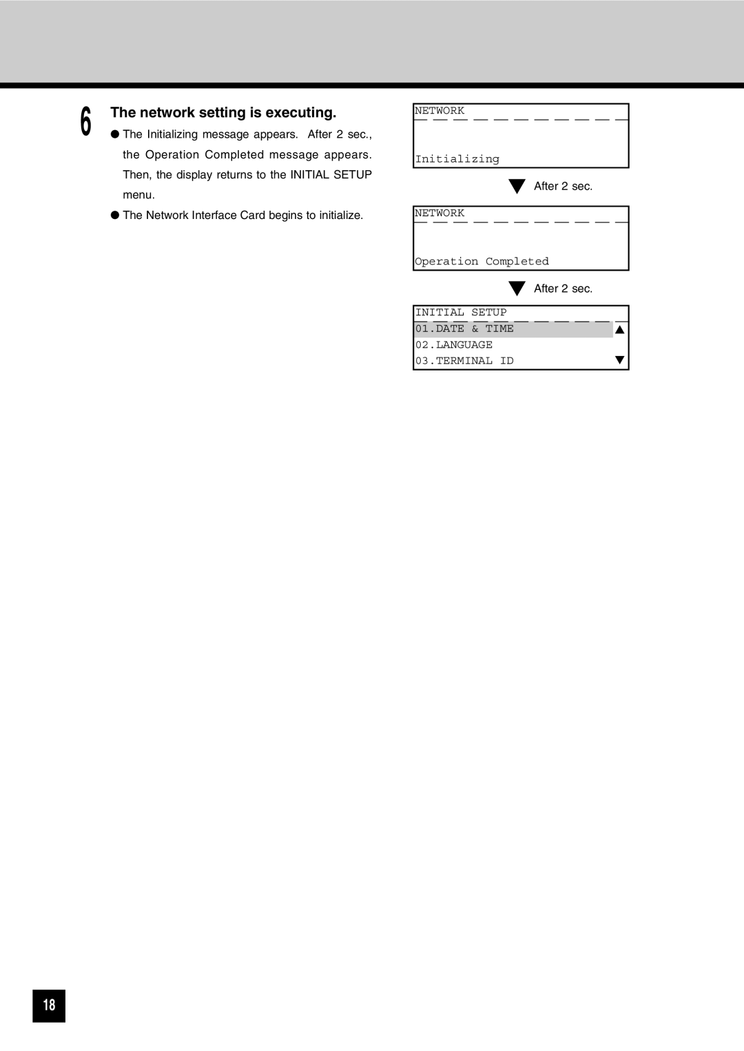 Toshiba GA-1031 manual Network setting is executing 