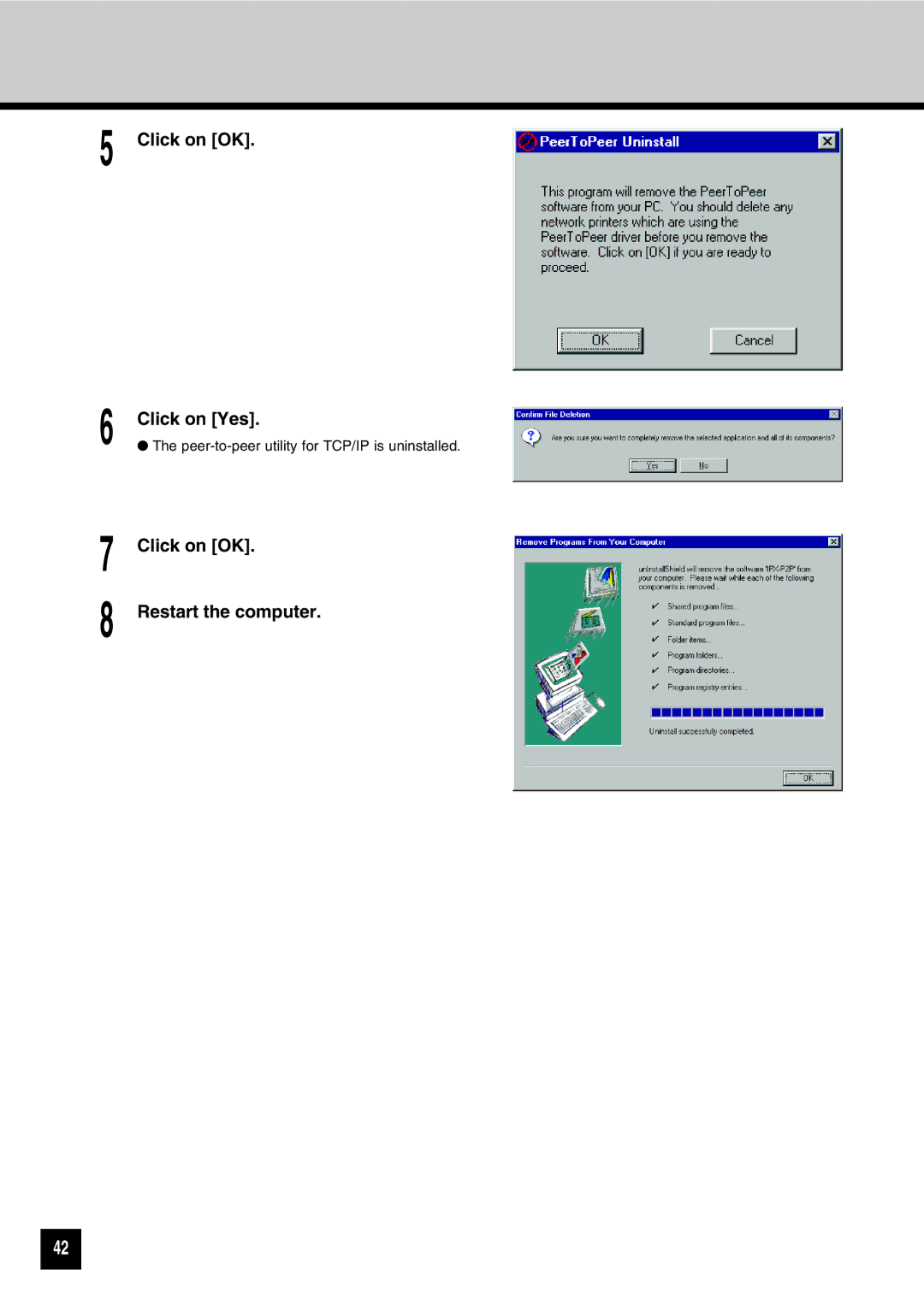 Toshiba GA-1031 manual Click on OK Click on Yes 