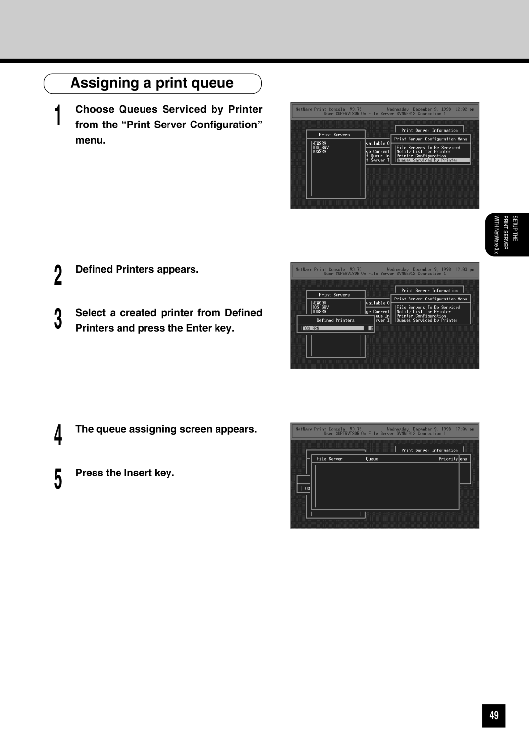 Toshiba GA-1031 manual Assigning a print queue 