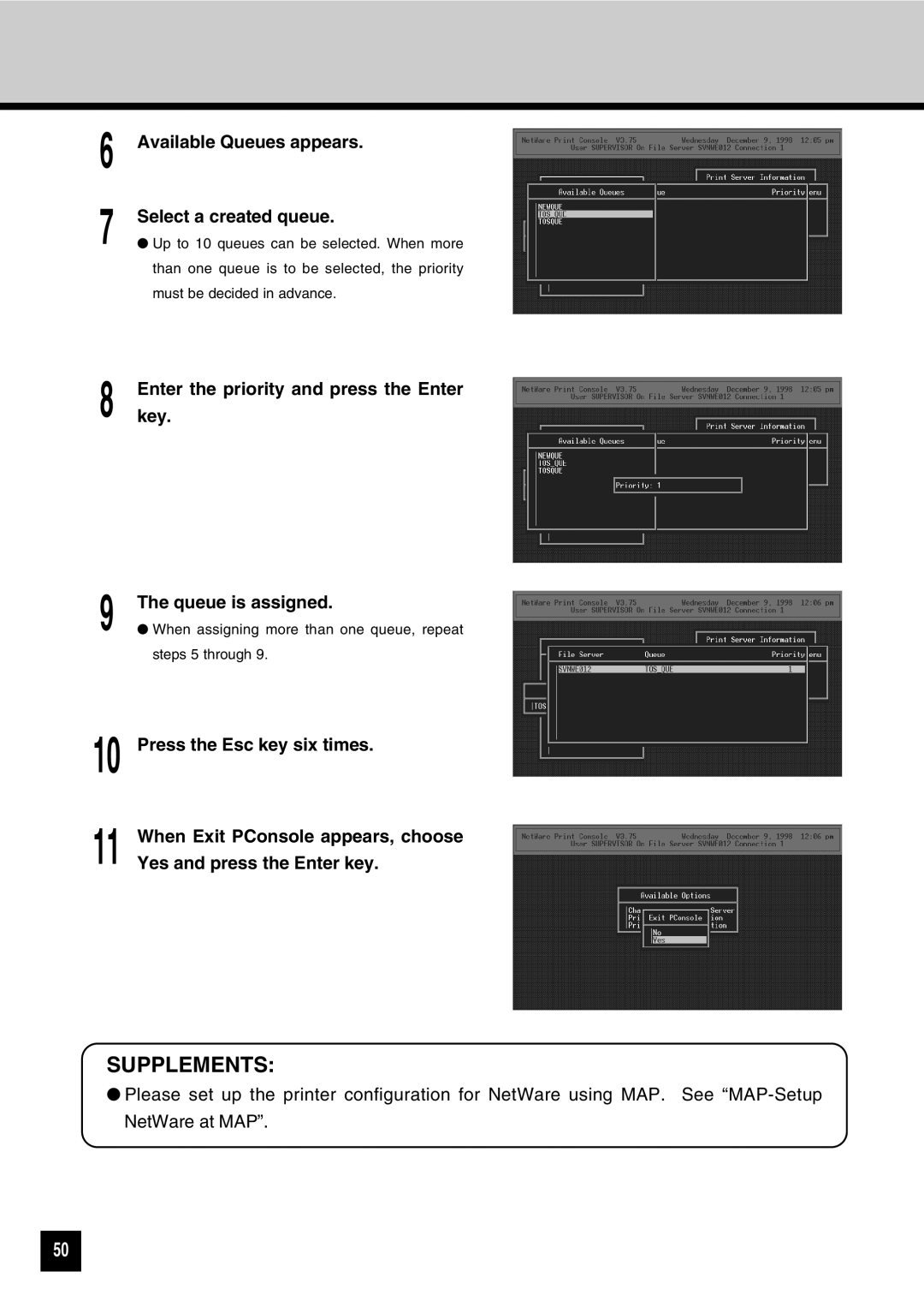 Toshiba GA-1031 manual Available Queues appears Select a created queue 