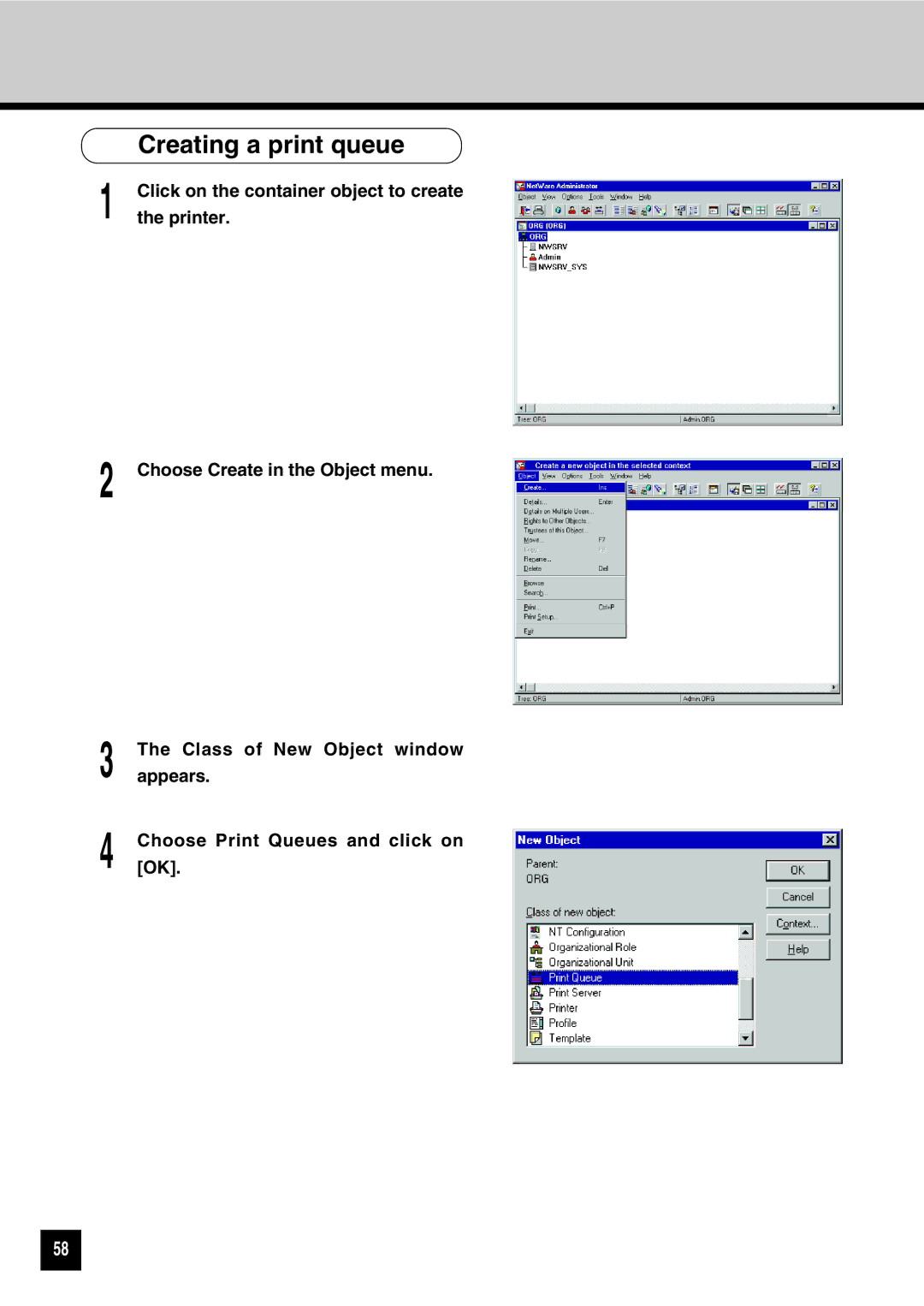 Toshiba GA-1031 manual Click on the container object to create, Printer 