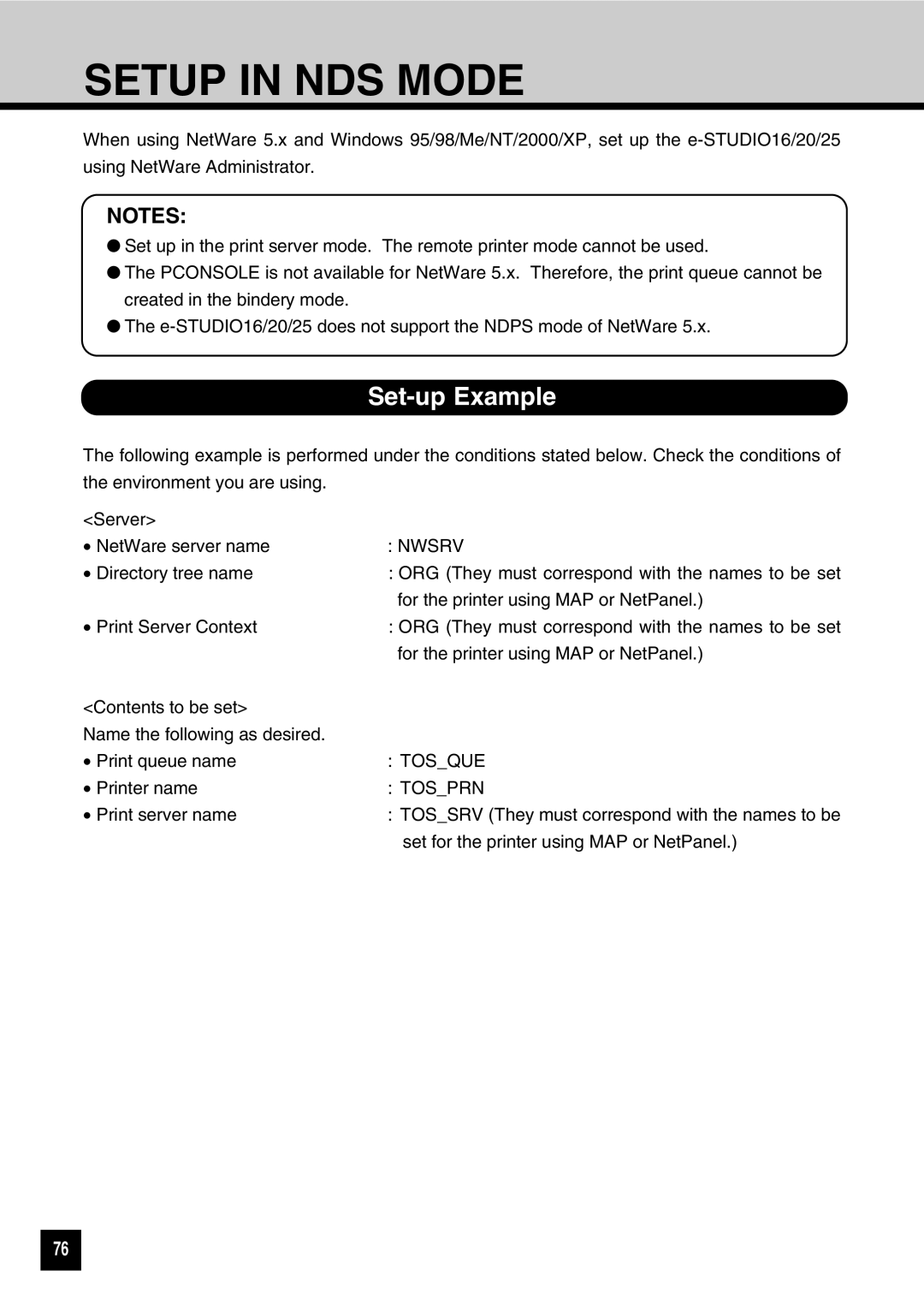 Toshiba GA-1031 manual Setup in NDS Mode 