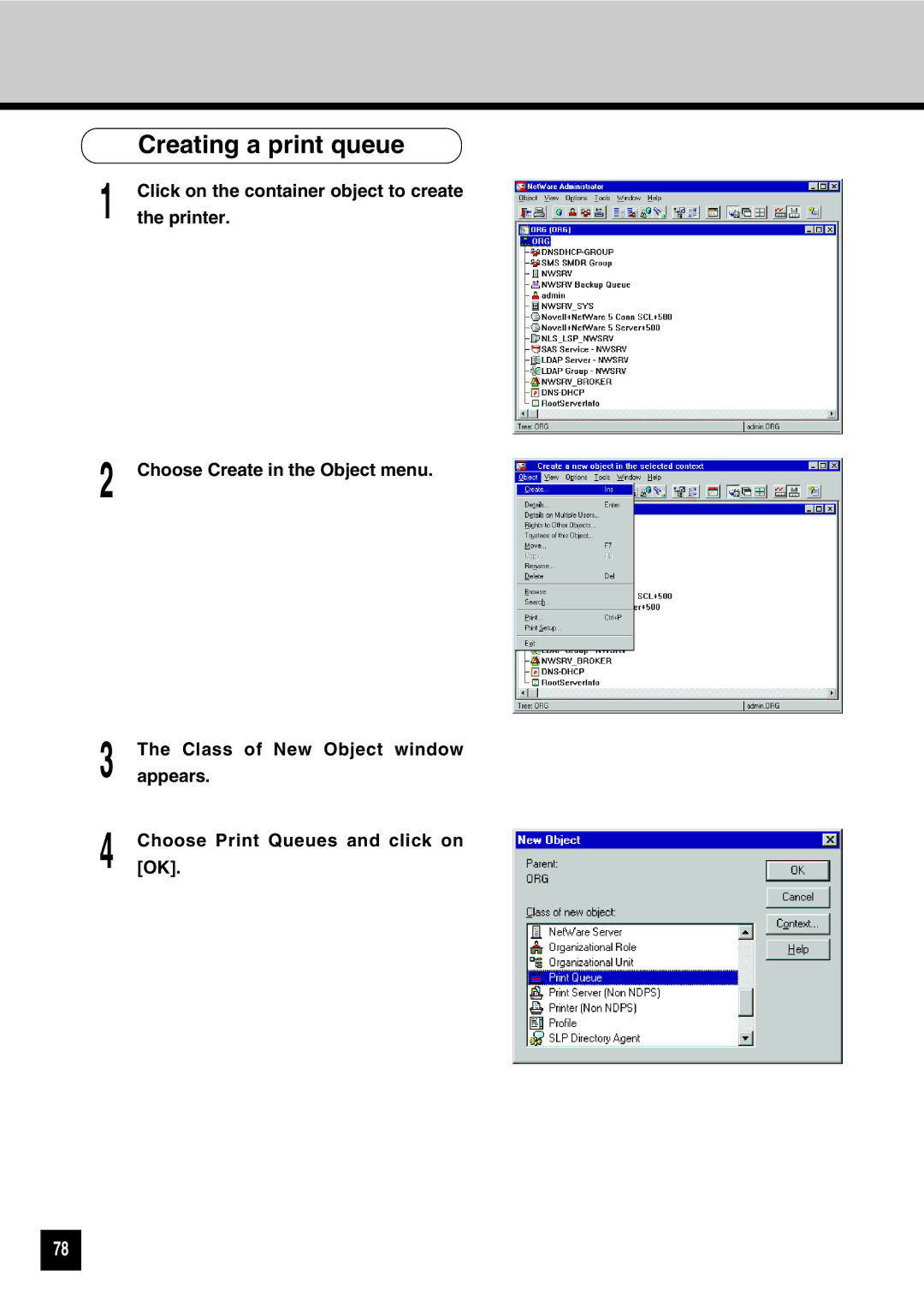 Toshiba GA-1031 manual Creating a print queue 
