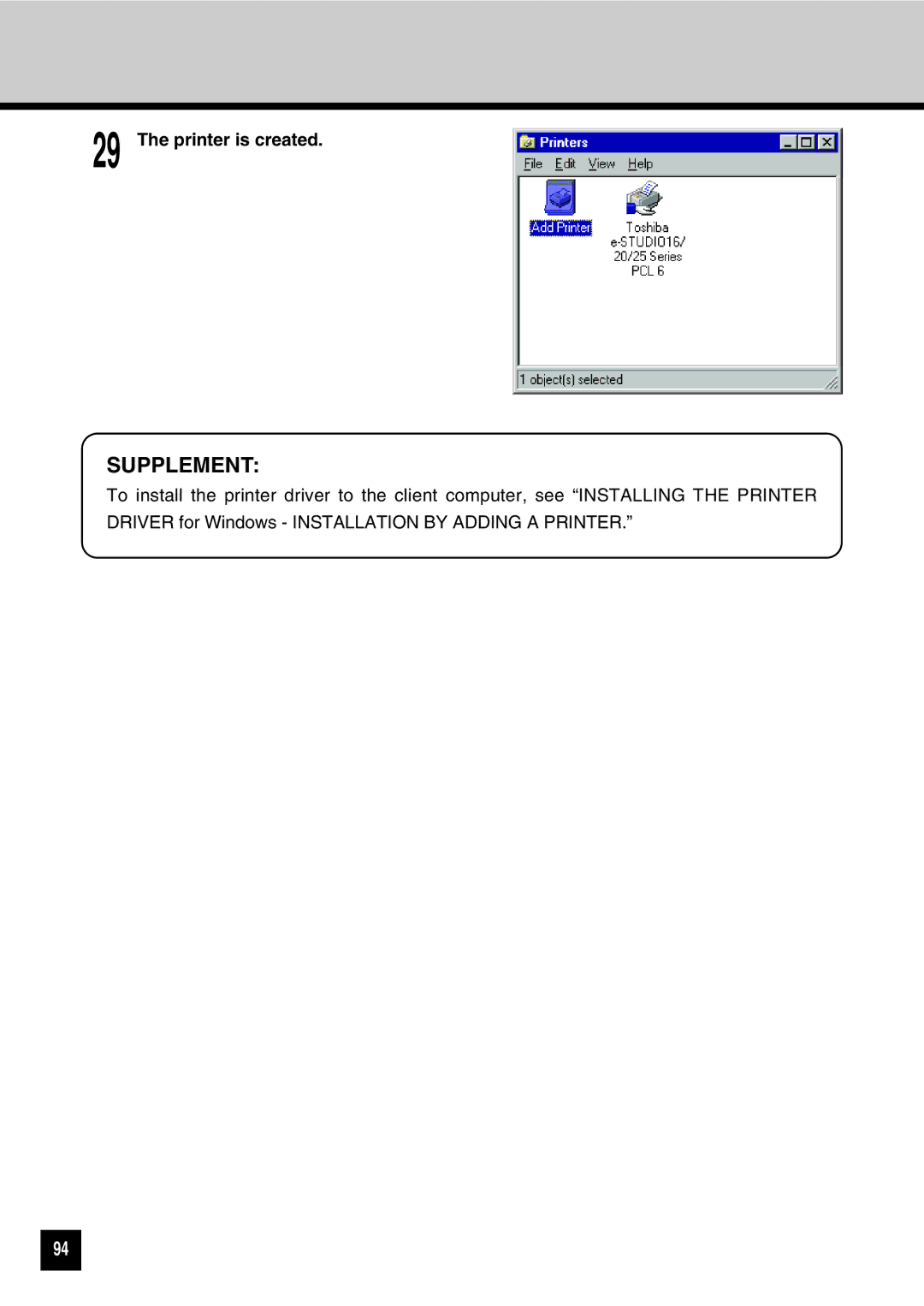 Toshiba GA-1031 manual Printer is created 