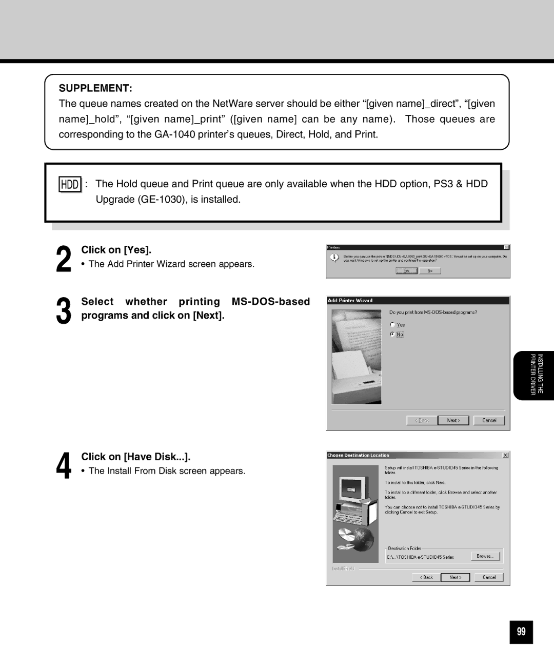 Toshiba GA-1040 manual Click on Yes 