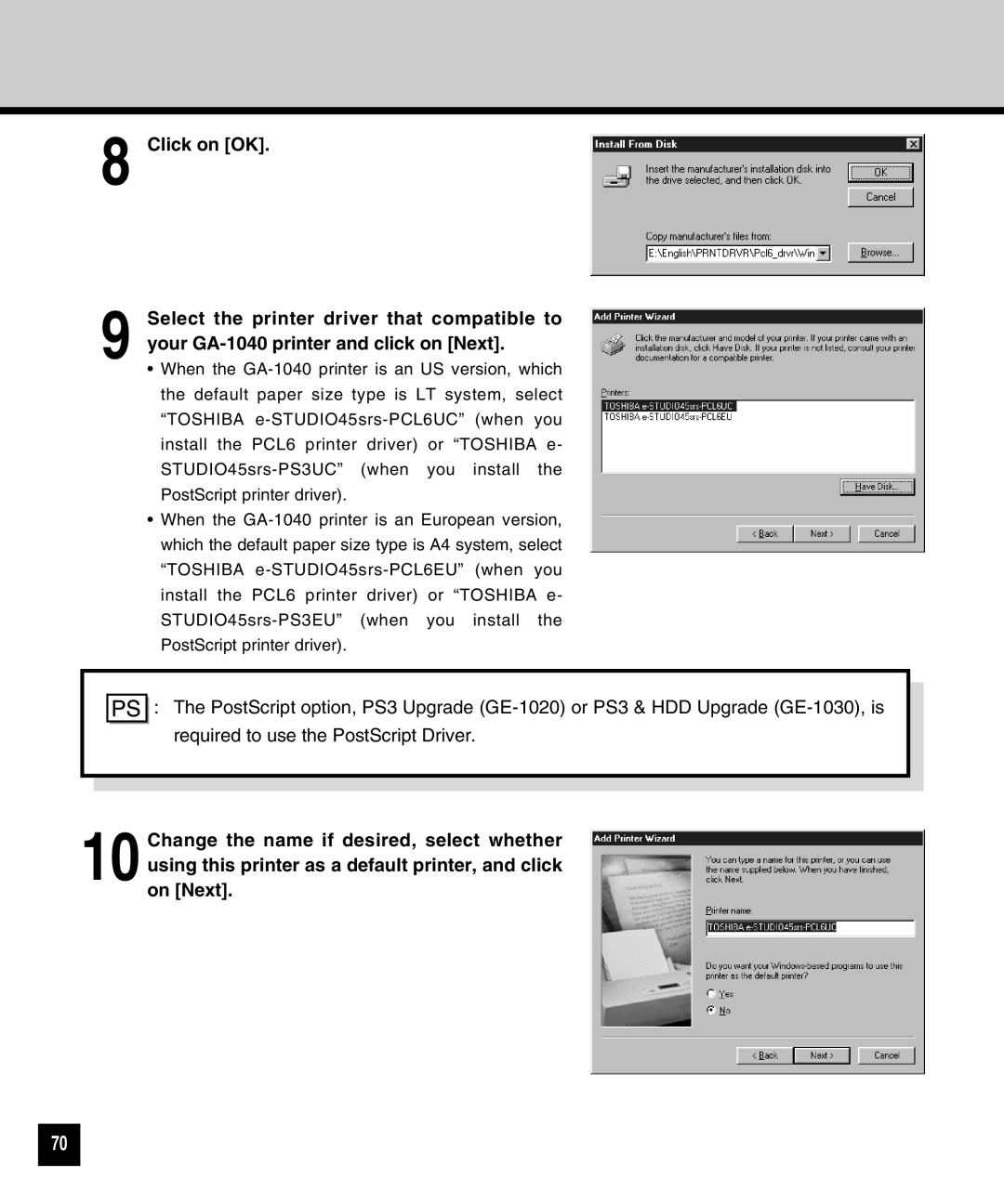 Toshiba GA-1040 manual 