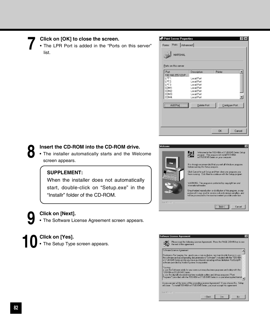 Toshiba GA-1040 manual LPR Port is added in the Ports on this server list 