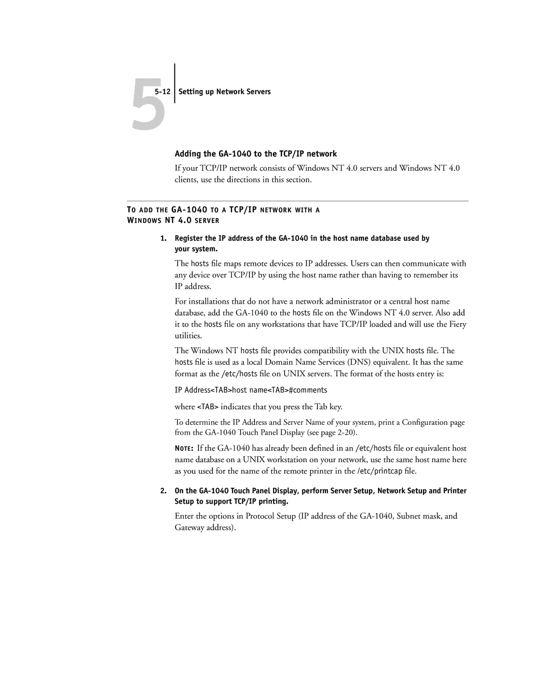 Toshiba manual Adding the GA-1040 to the TCP/IP network 