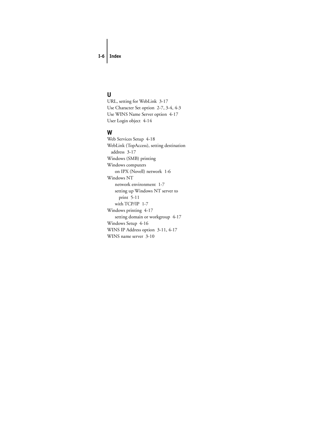 Toshiba GA-1040 manual Index 