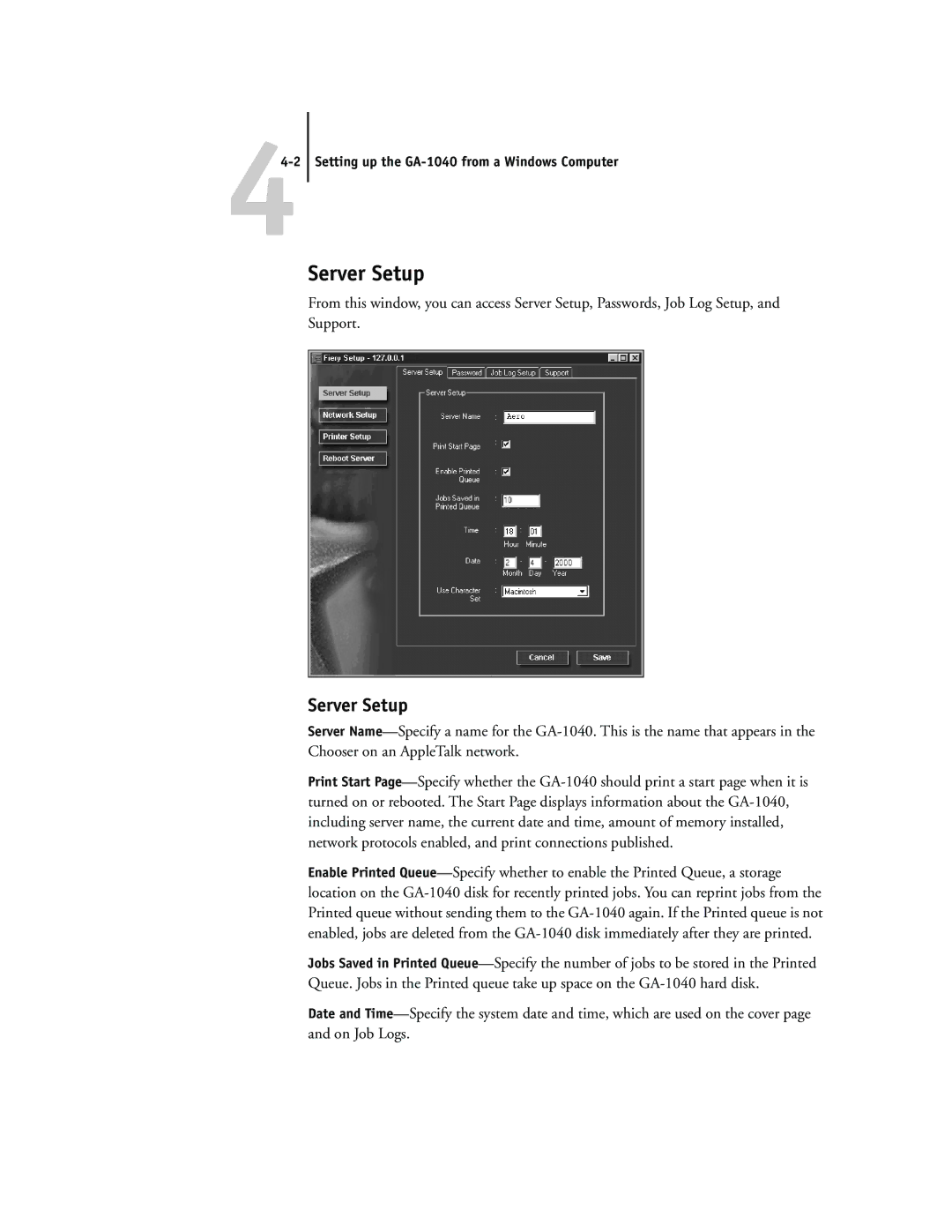 Toshiba manual Server Setup, Setting up the GA-1040 from a Windows Computer 