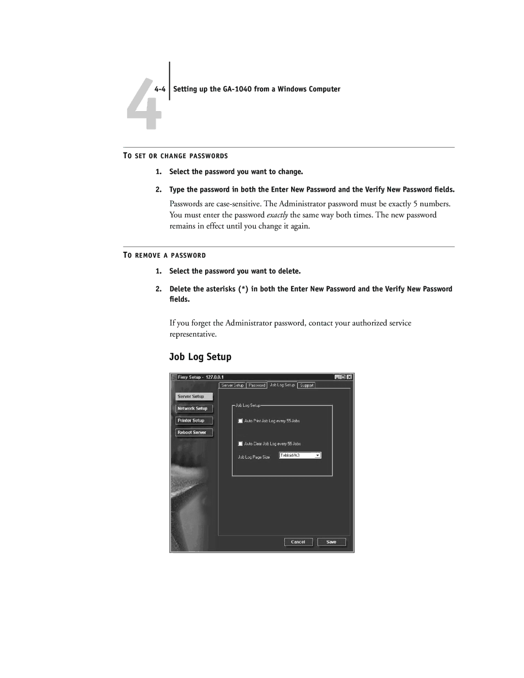 Toshiba GA-1040 manual To SET or Change Passwords 