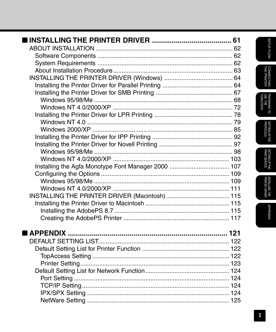 Toshiba GA-1040 manual Appendix, Installing The Printer Driver 