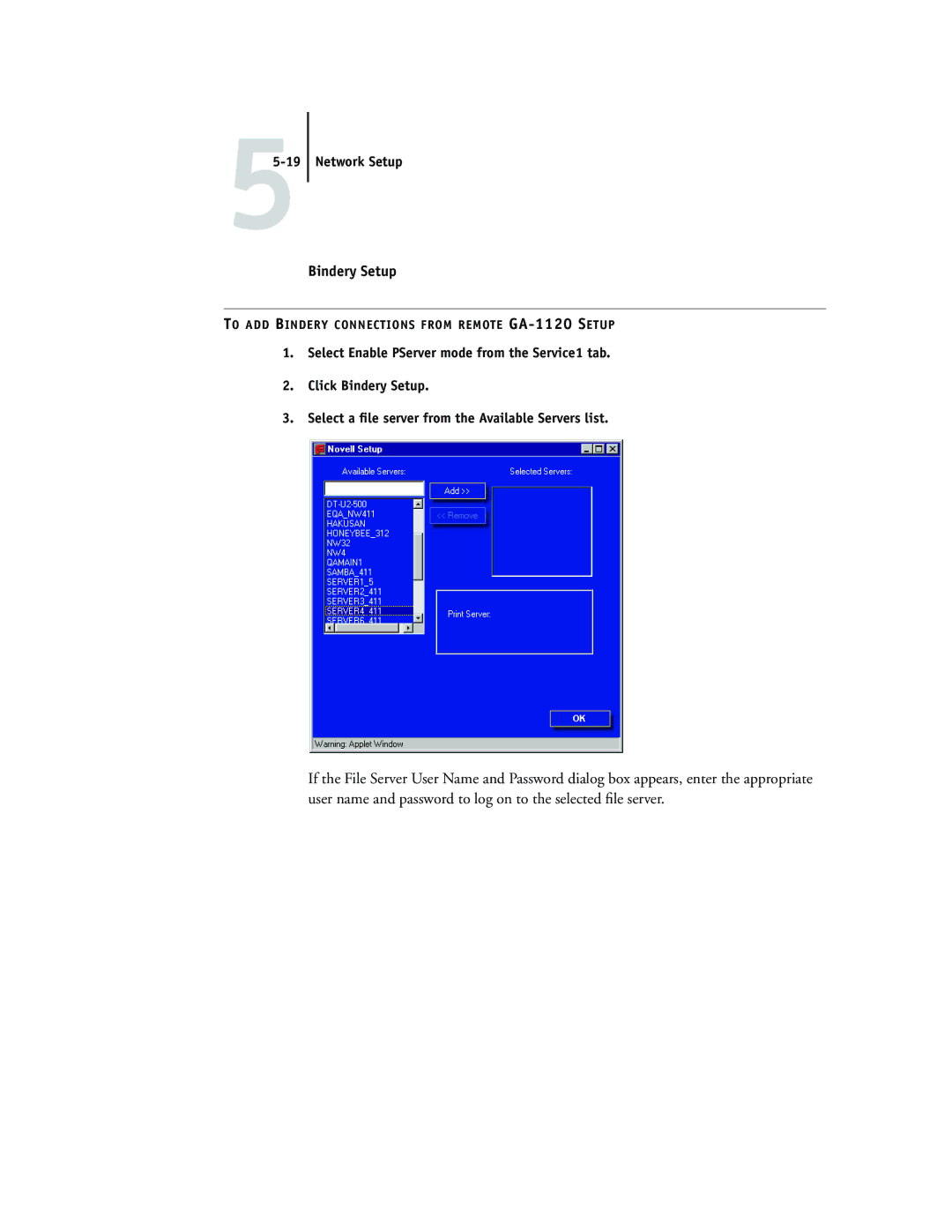 Toshiba manual To ADD Bindery Connections from Remote GA-1120 Setup 