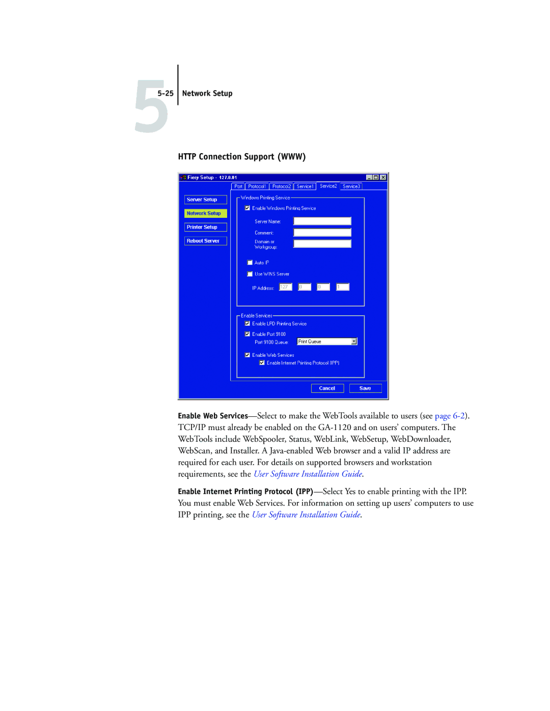 Toshiba GA-1120 manual Http Connection Support WWW 