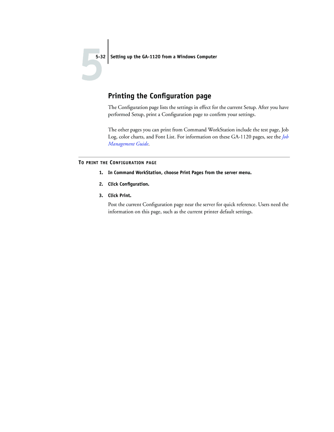 Toshiba GA-1120 manual Printing the Conﬁguration 