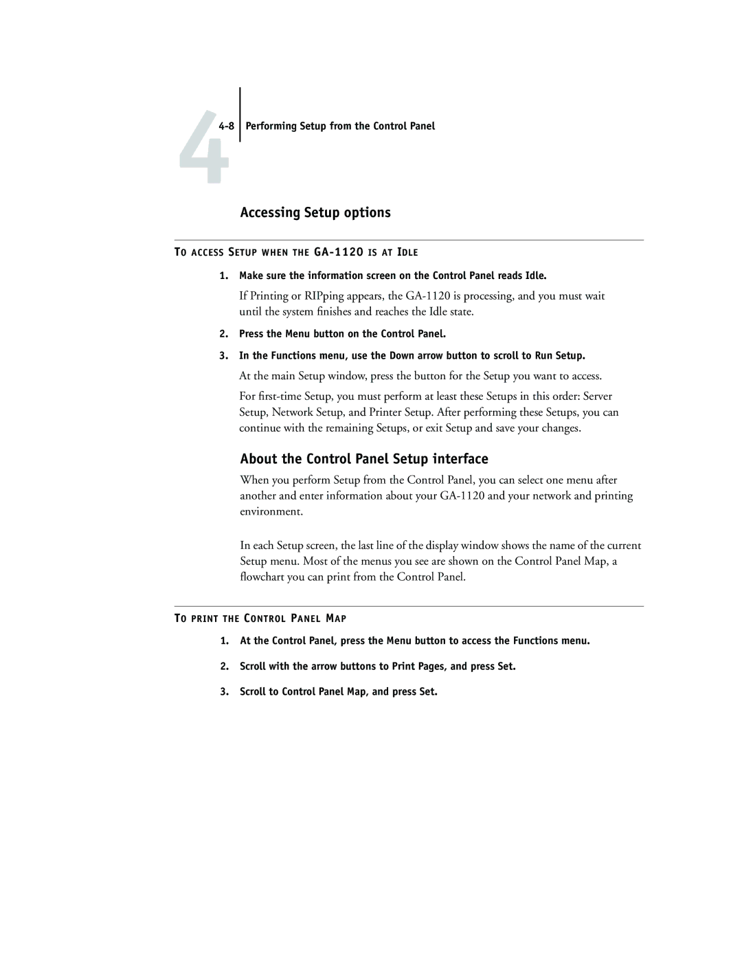 Toshiba GA-1120 manual Accessing Setup options, About the Control Panel Setup interface 