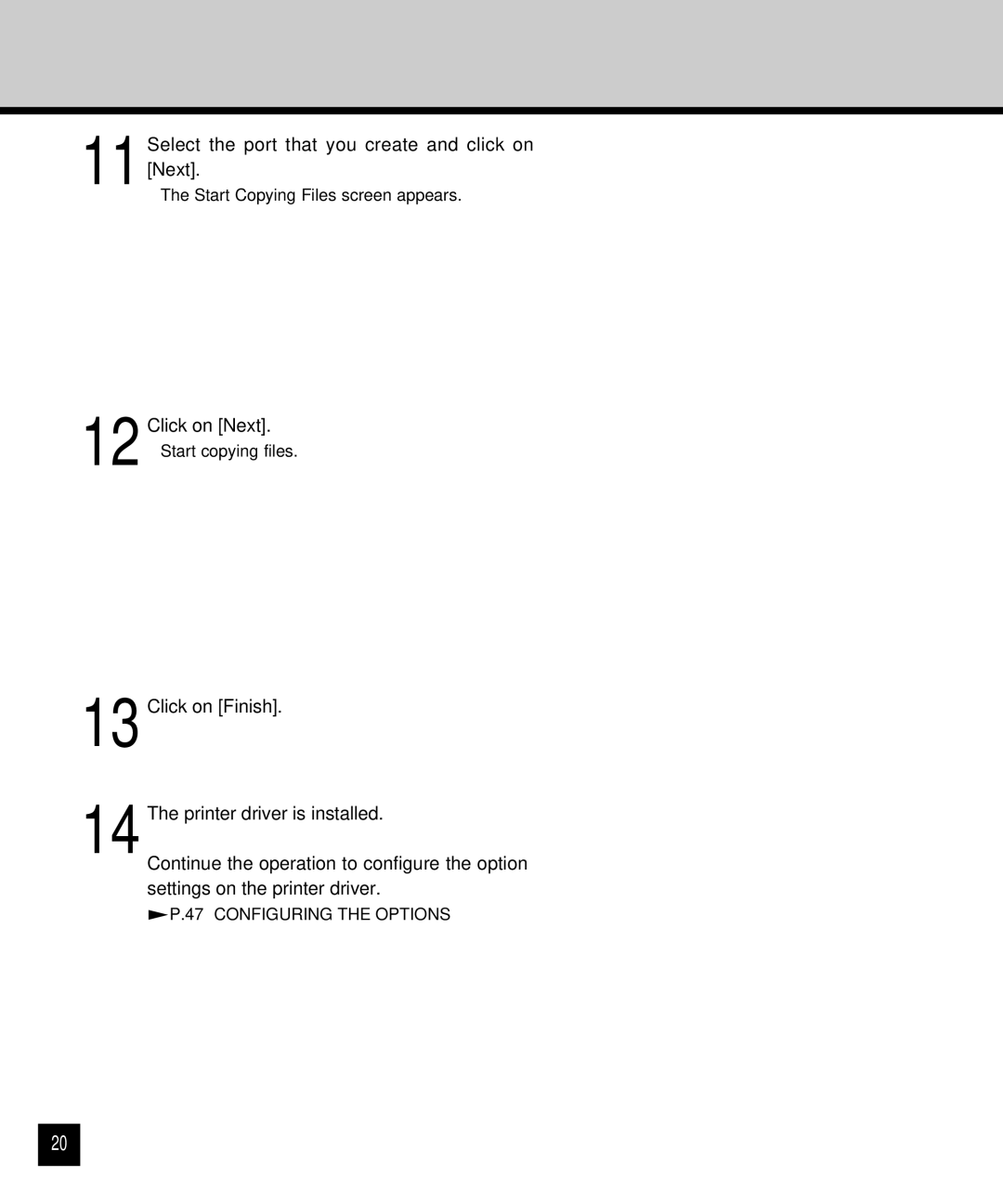 Toshiba GA-1120 setup guide 11Select the port that you create and click on Next 