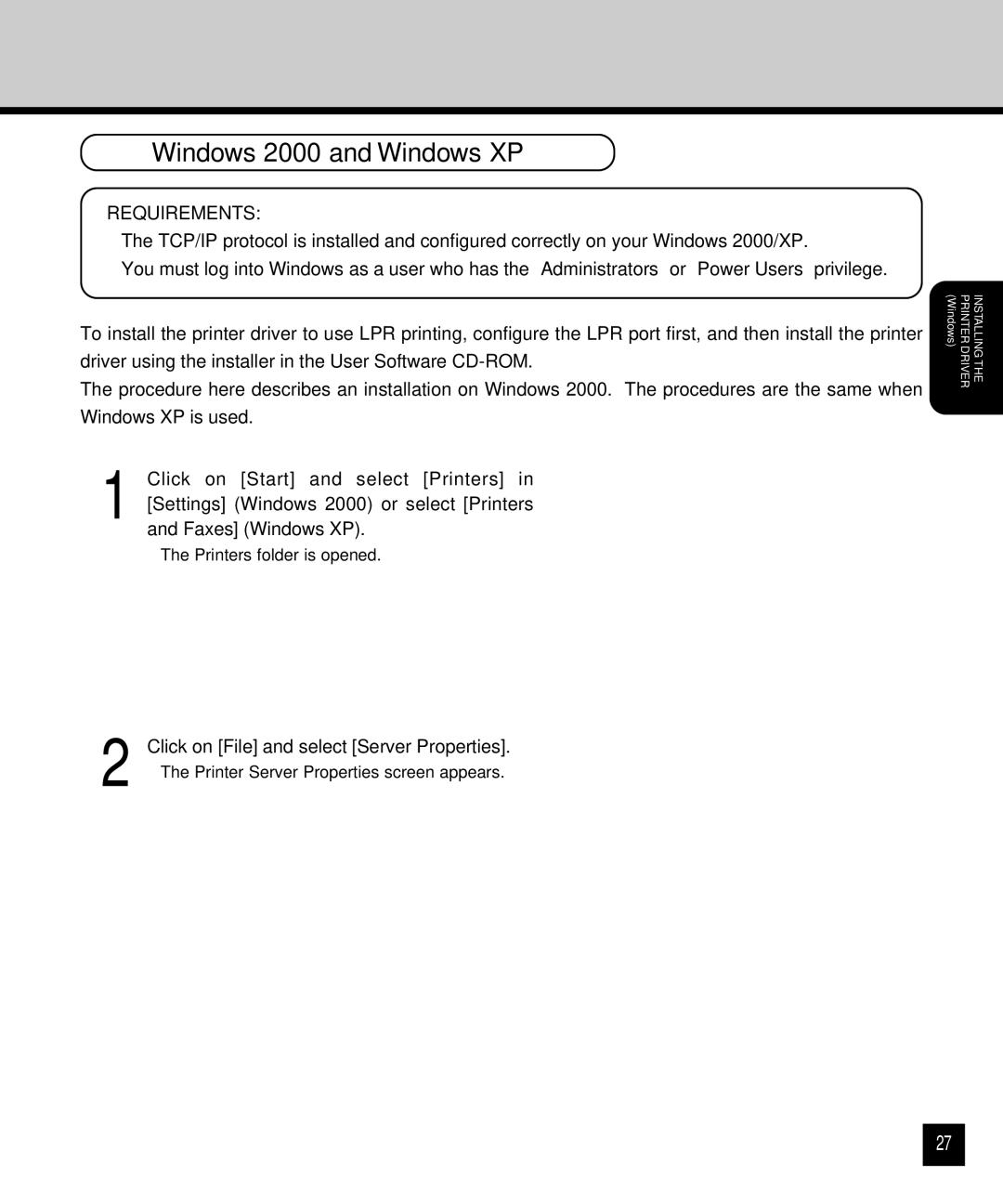 Toshiba GA-1120 setup guide Windows 2000 and Windows XP 