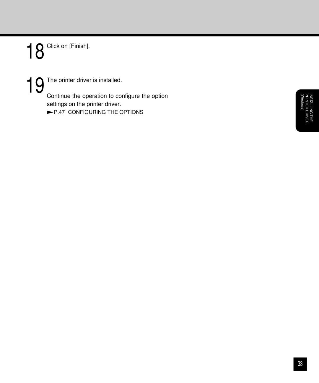 Toshiba GA-1120 setup guide Configuring the Options 