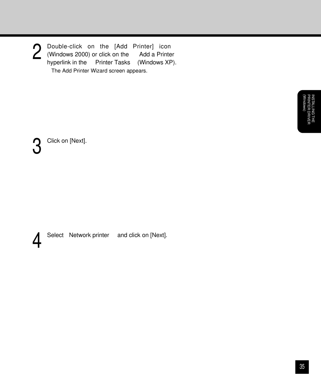 Toshiba GA-1120 setup guide Click on Next Select Network printer and click on Next 