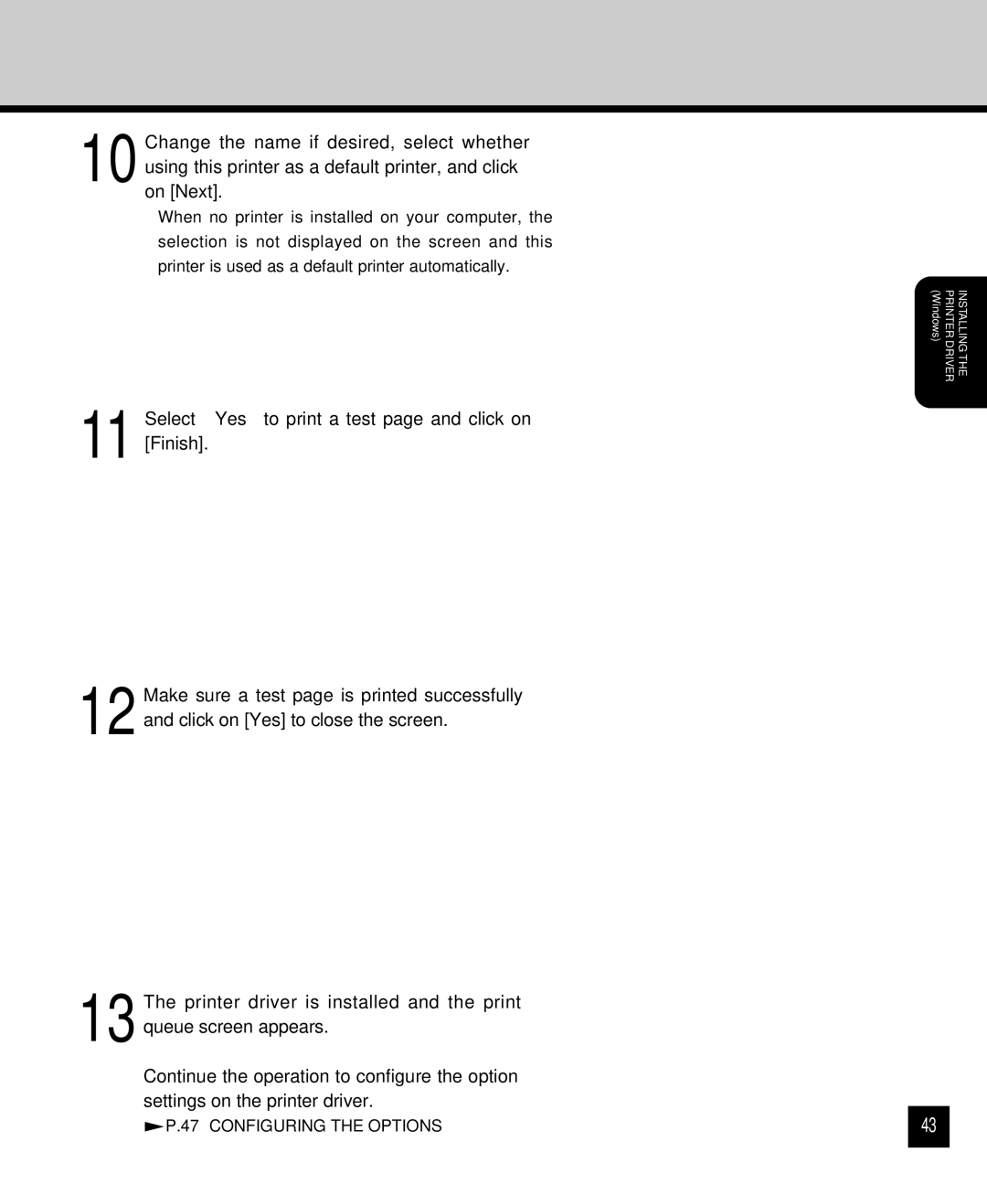 Toshiba GA-1120 setup guide Configuring the Options 