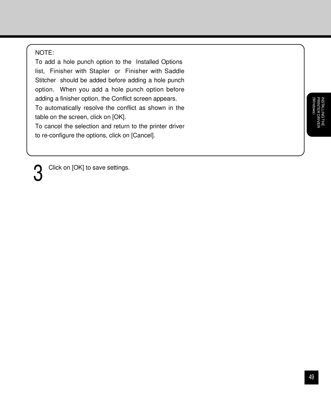 Toshiba GA-1120 setup guide Click on OK to save settings 