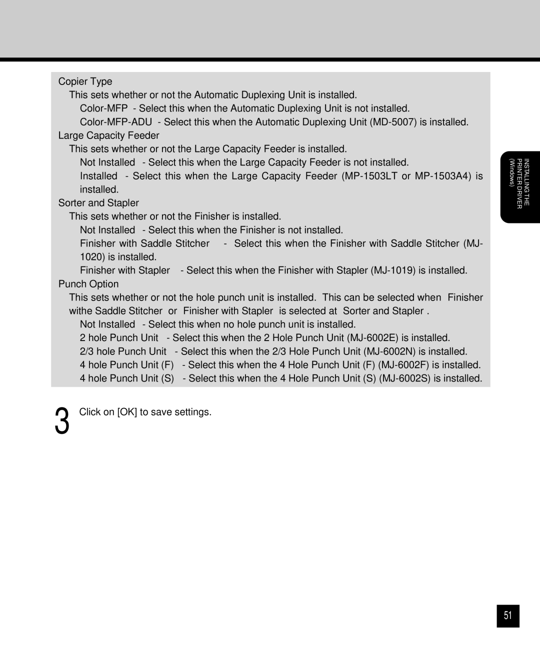 Toshiba GA-1120 setup guide Copier Type 