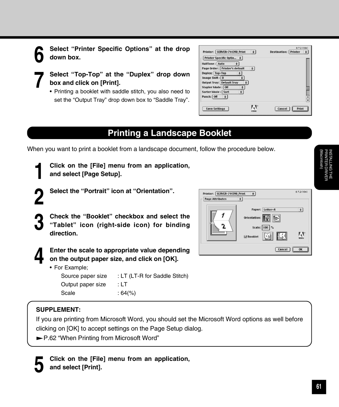 Toshiba GA-1120 setup guide Printing a Landscape Booklet 