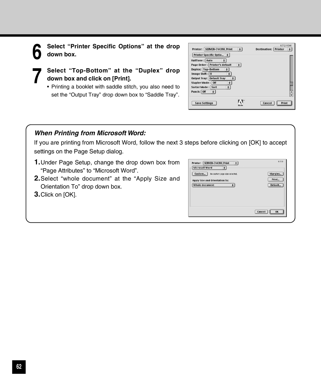 Toshiba GA-1120 setup guide When Printing from Microsoft Word 