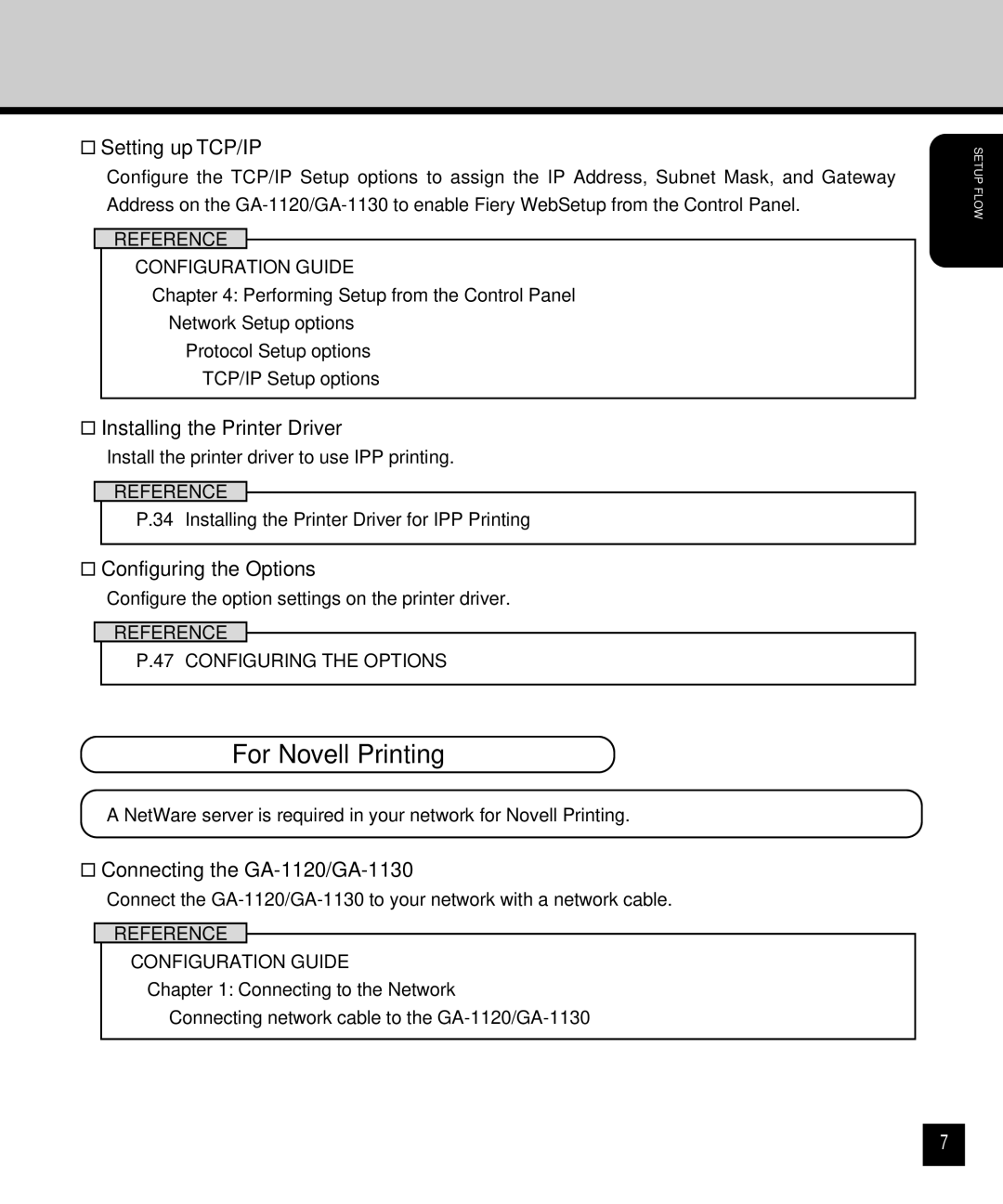 Toshiba GA-1120 setup guide For Novell Printing 