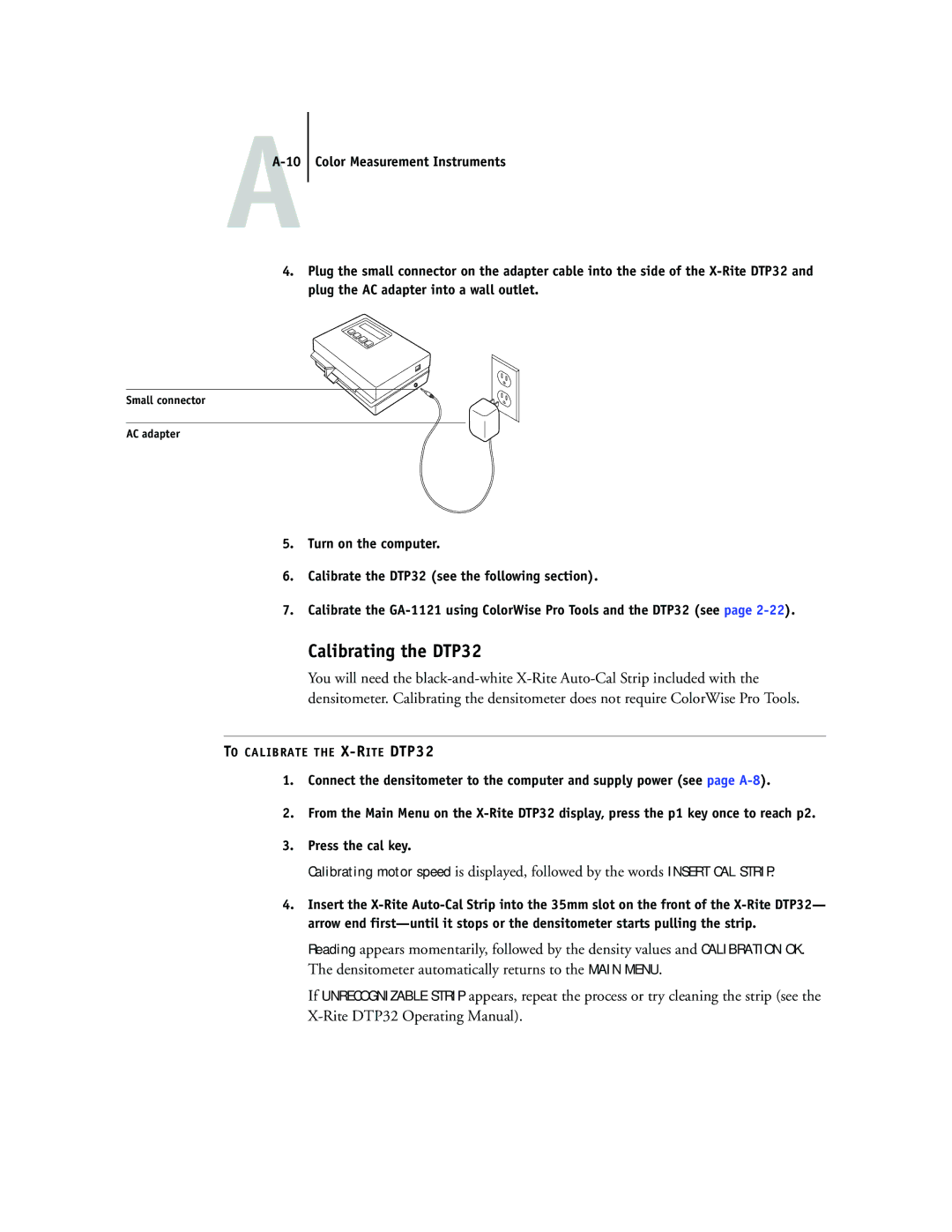 Toshiba GA-1121 manual Calibrating the DTP32 