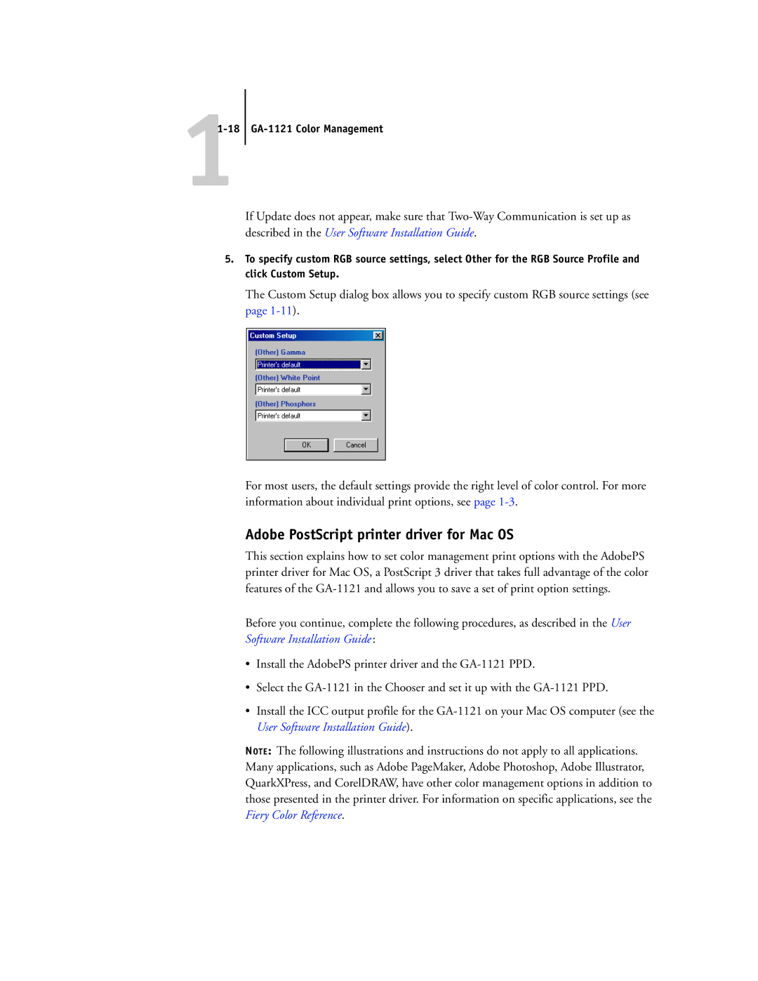 Toshiba manual Adobe PostScript printer driver for Mac OS, 11-18 GA-1121 Color Management 