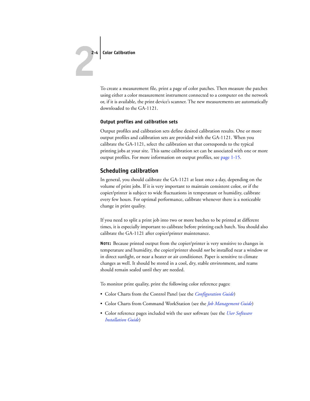 Toshiba GA-1121 manual Scheduling calibration, Color Calibration 