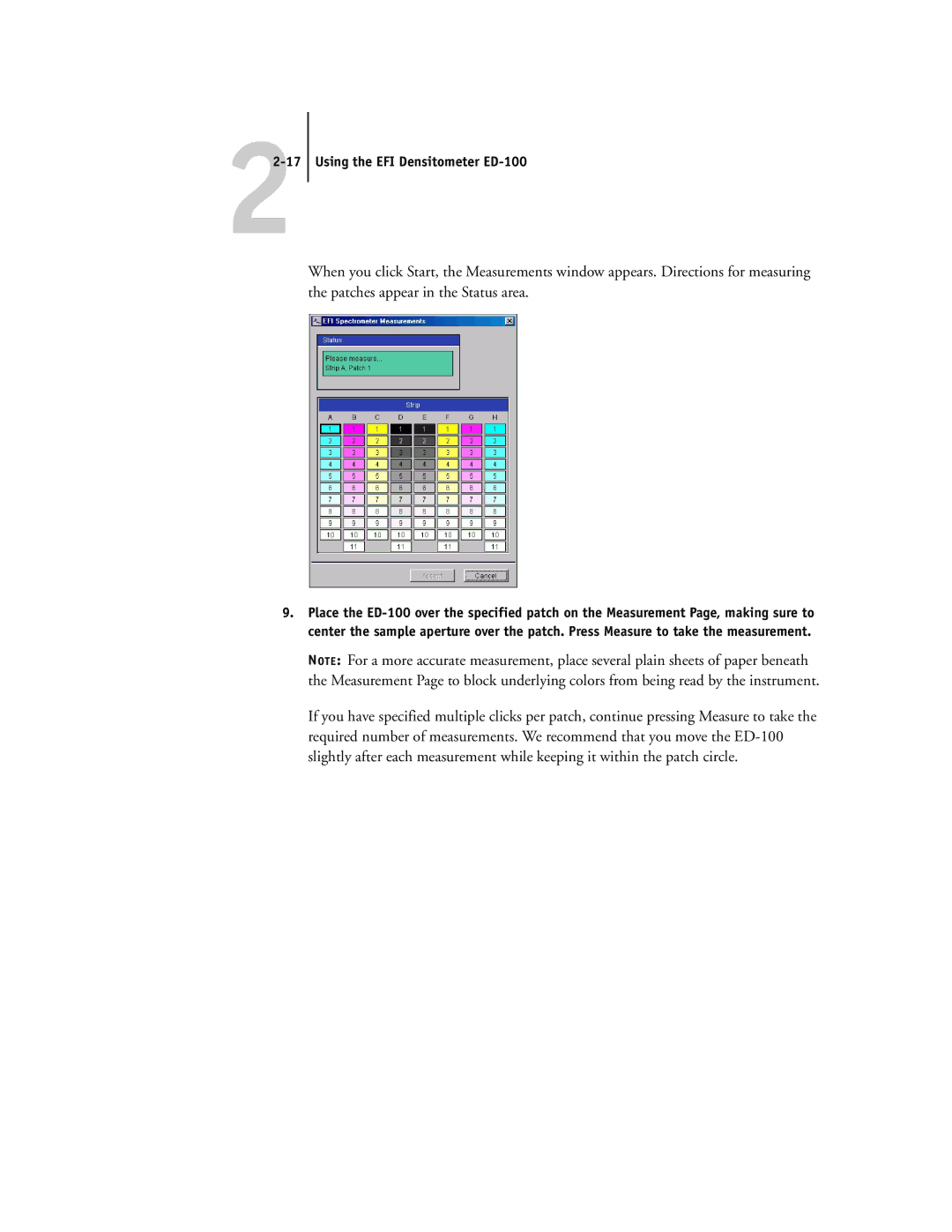 Toshiba GA-1121 manual Using the EFI Densitometer ED-100 