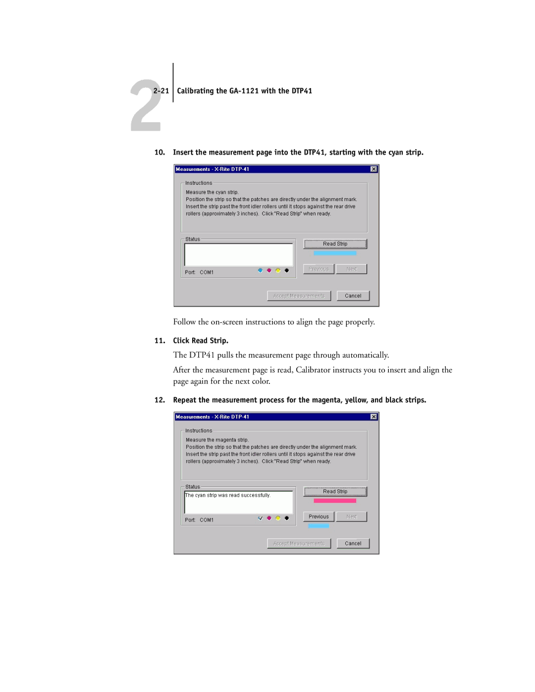 Toshiba GA-1121 manual Click Read Strip 