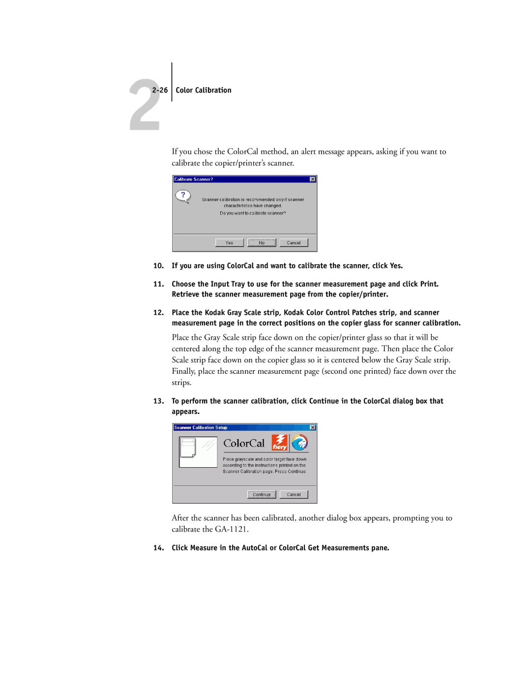 Toshiba GA-1121 manual Color Calibration 