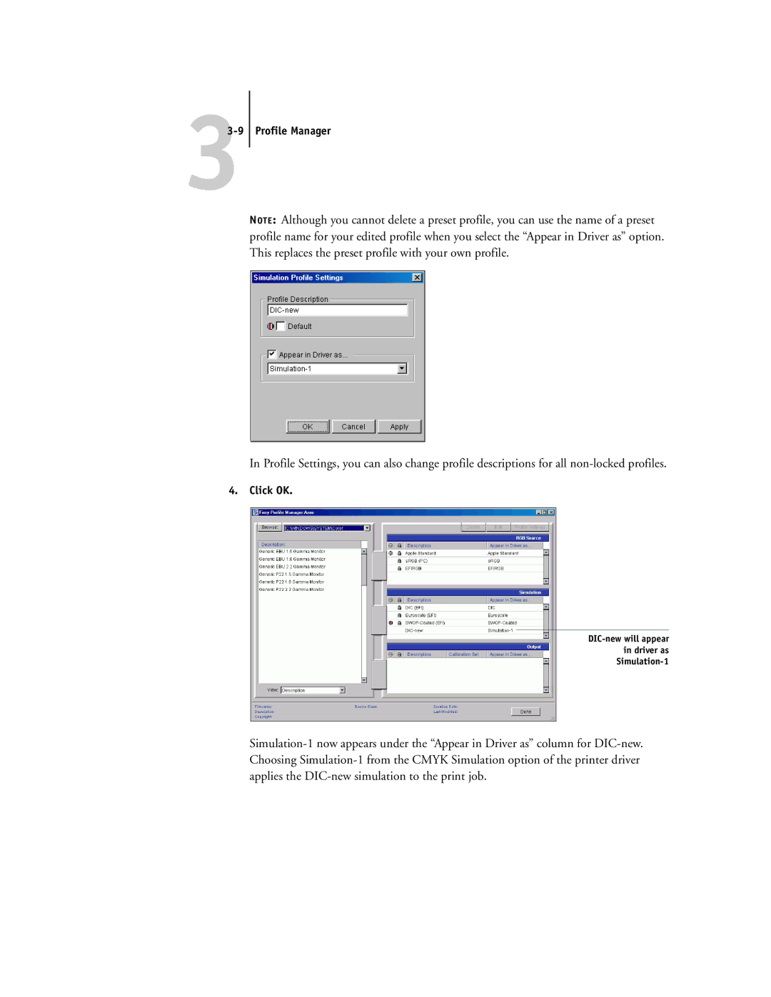 Toshiba GA-1121 manual Profile Manager, Click OK 