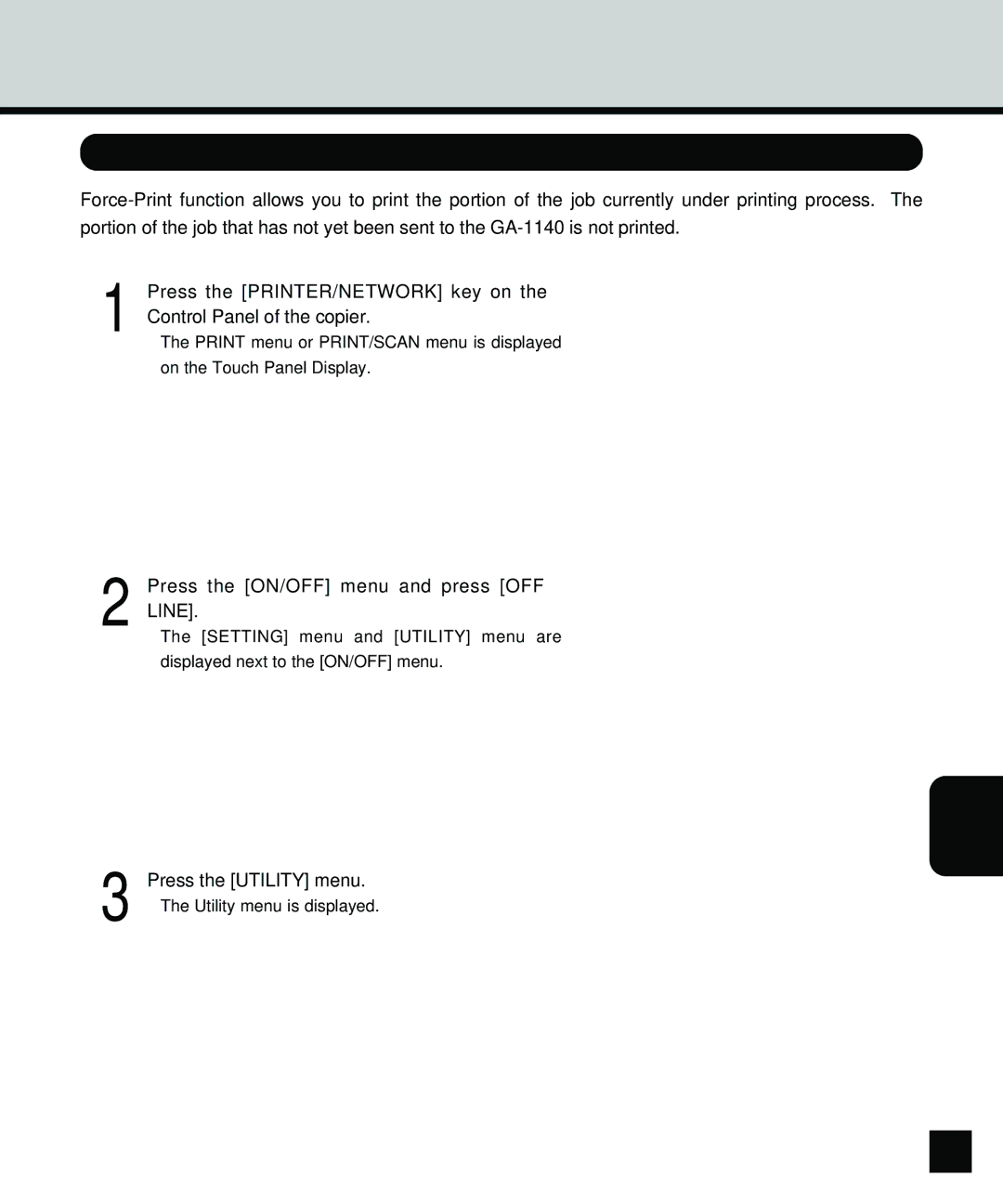 Toshiba GA-1140 manual Printing a Current Job Forcibly, 105 