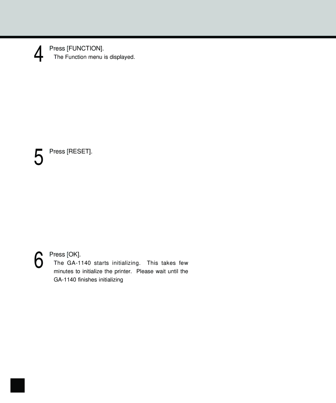 Toshiba GA-1140 manual 110, Press Reset Press OK 