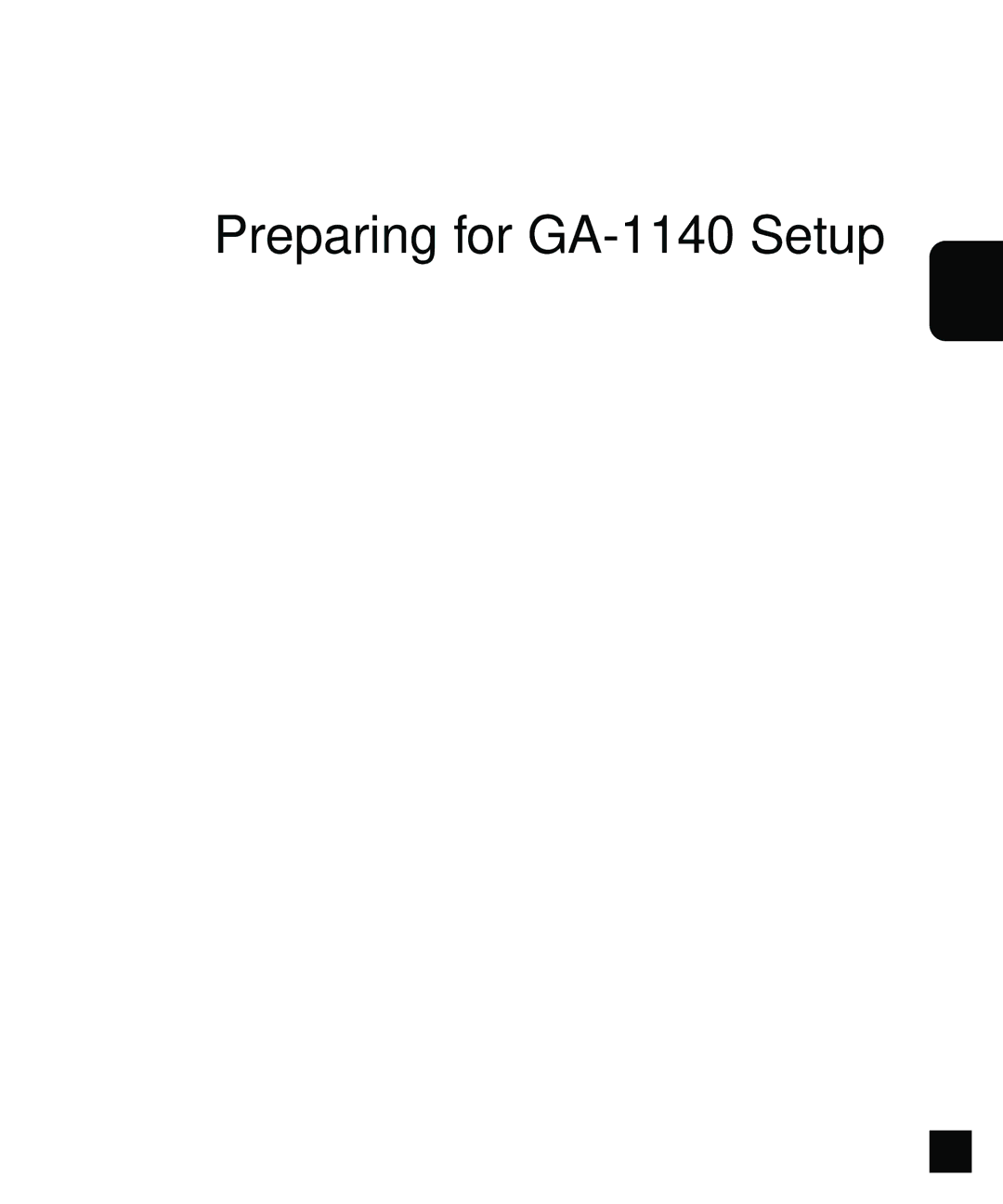 Toshiba manual Preparing for GA-1140 Setup 