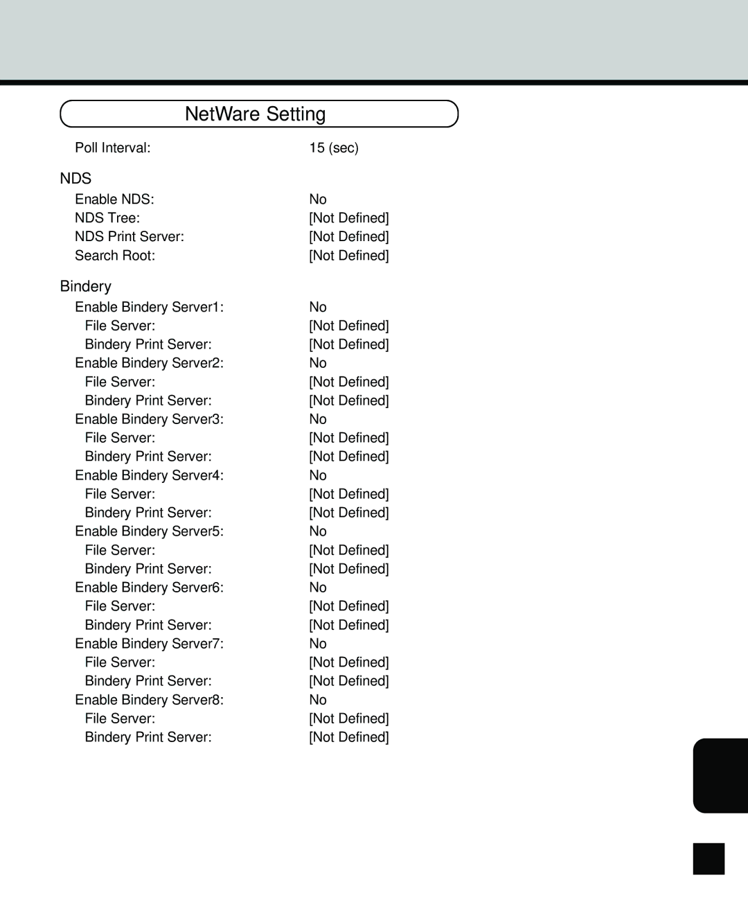 Toshiba GA-1140 manual NetWare Setting, Bindery, 143 