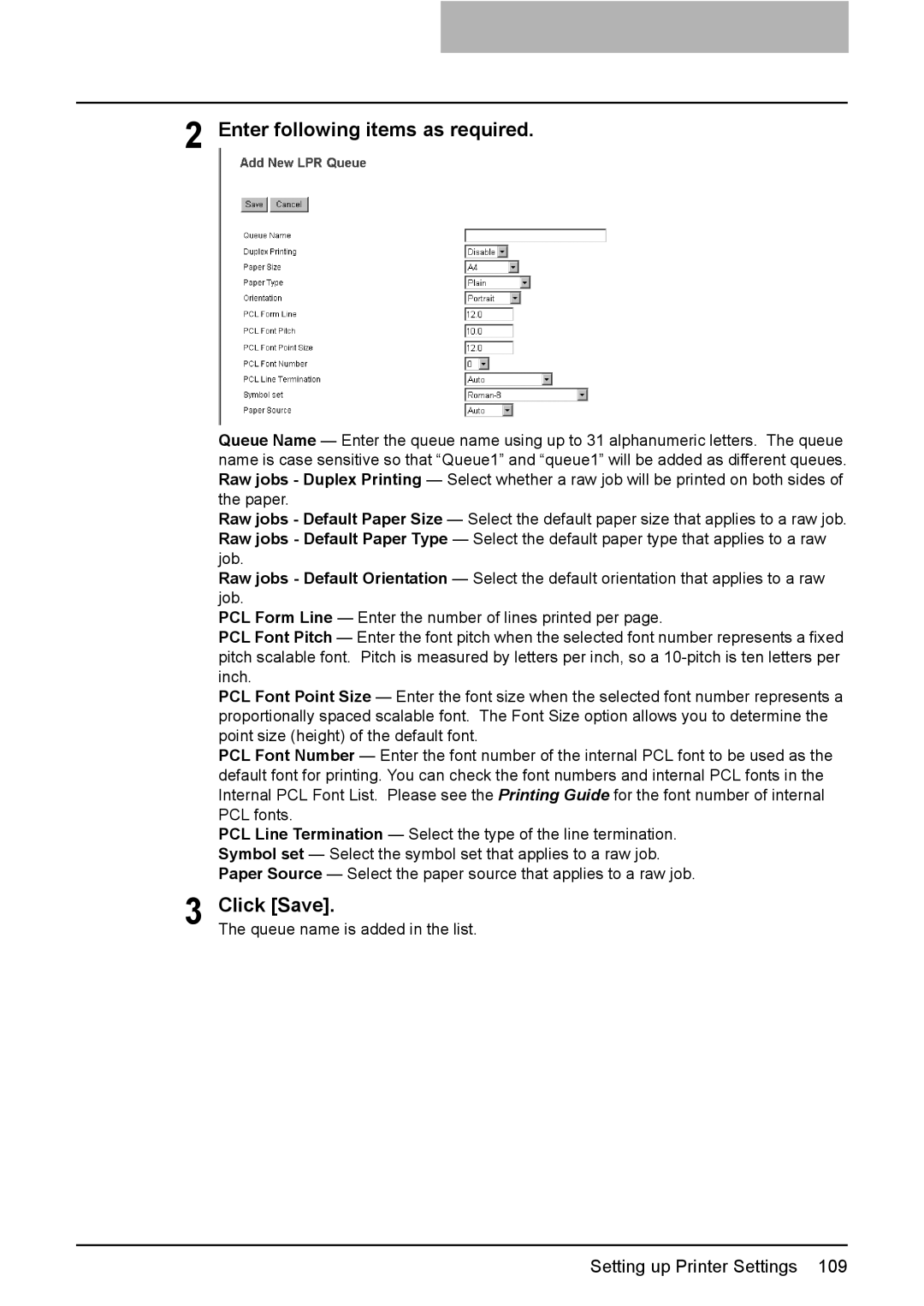 Toshiba GA-1190 setup guide Enter following items as required, Click Save 