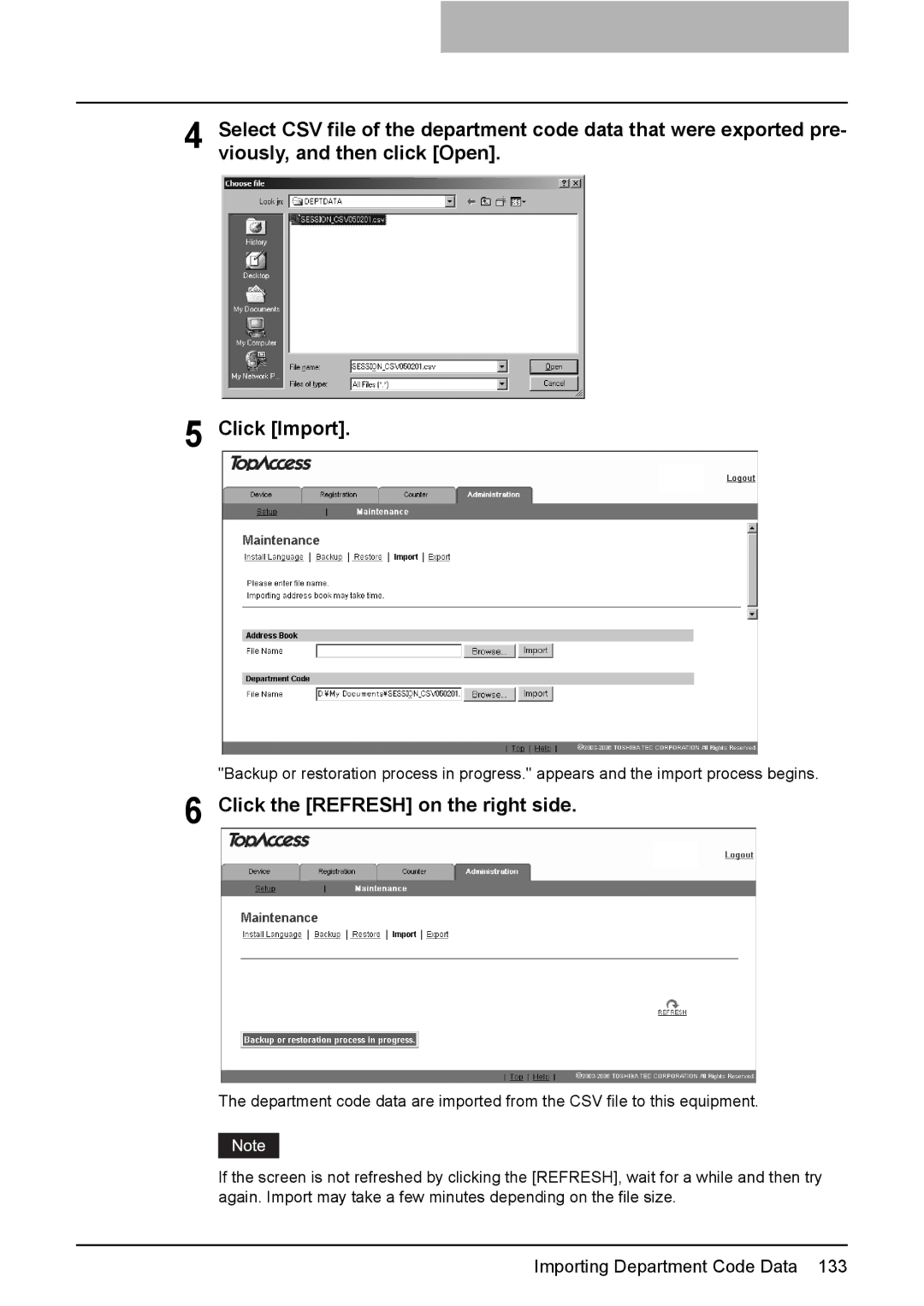 Toshiba GA-1190 setup guide Click the Refresh on the right side 