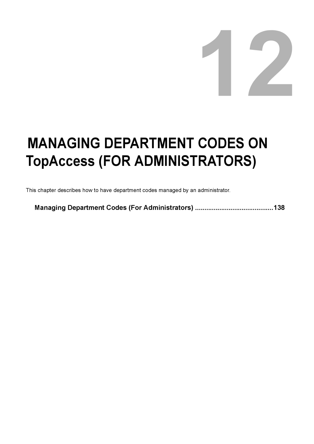 Toshiba GA-1190 setup guide Managing Department Codes on TopAccess for Administrators 